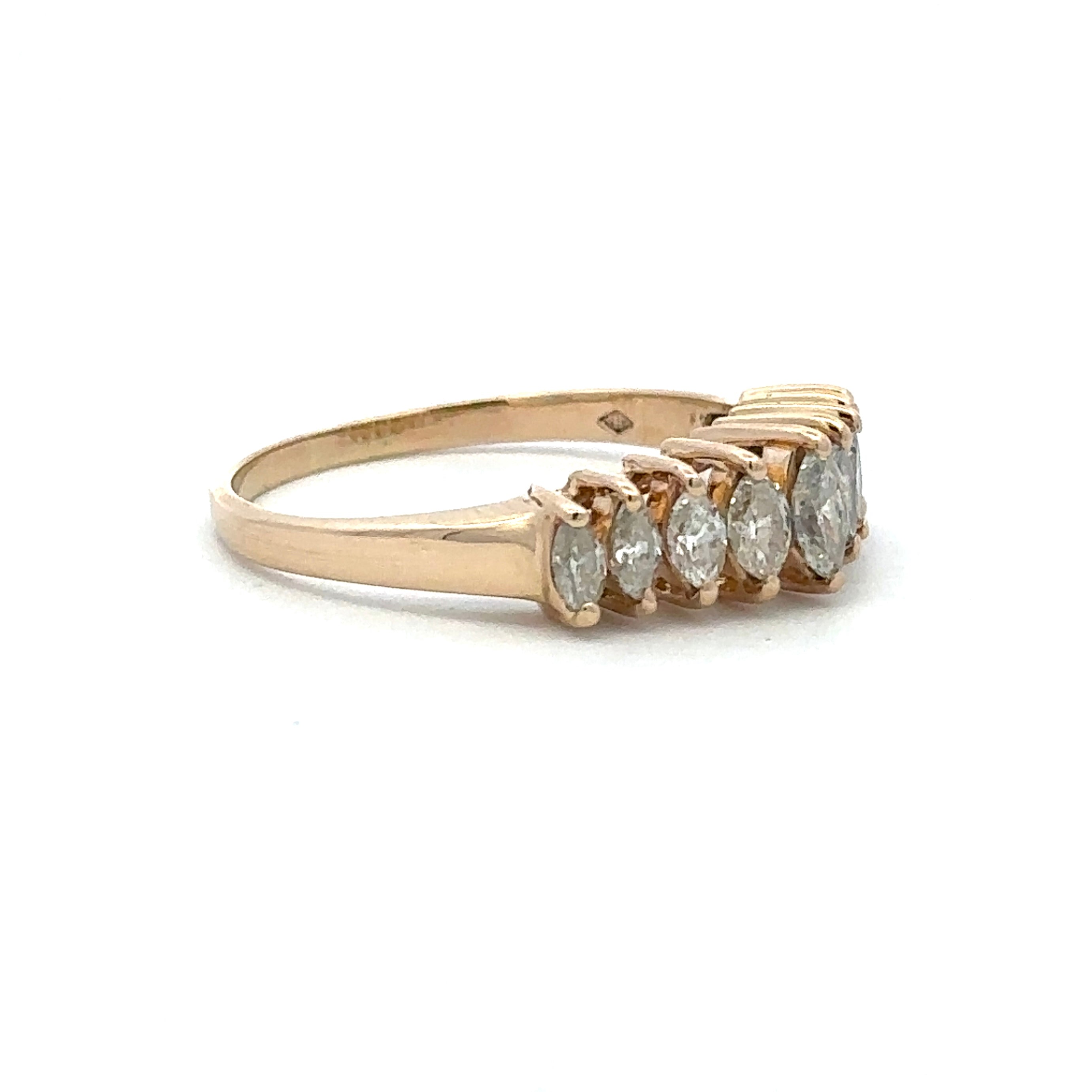 Estate Collection: 14K Yellow Gold 0.85CTW. Natural Diamond Marquise 9-Stone Band