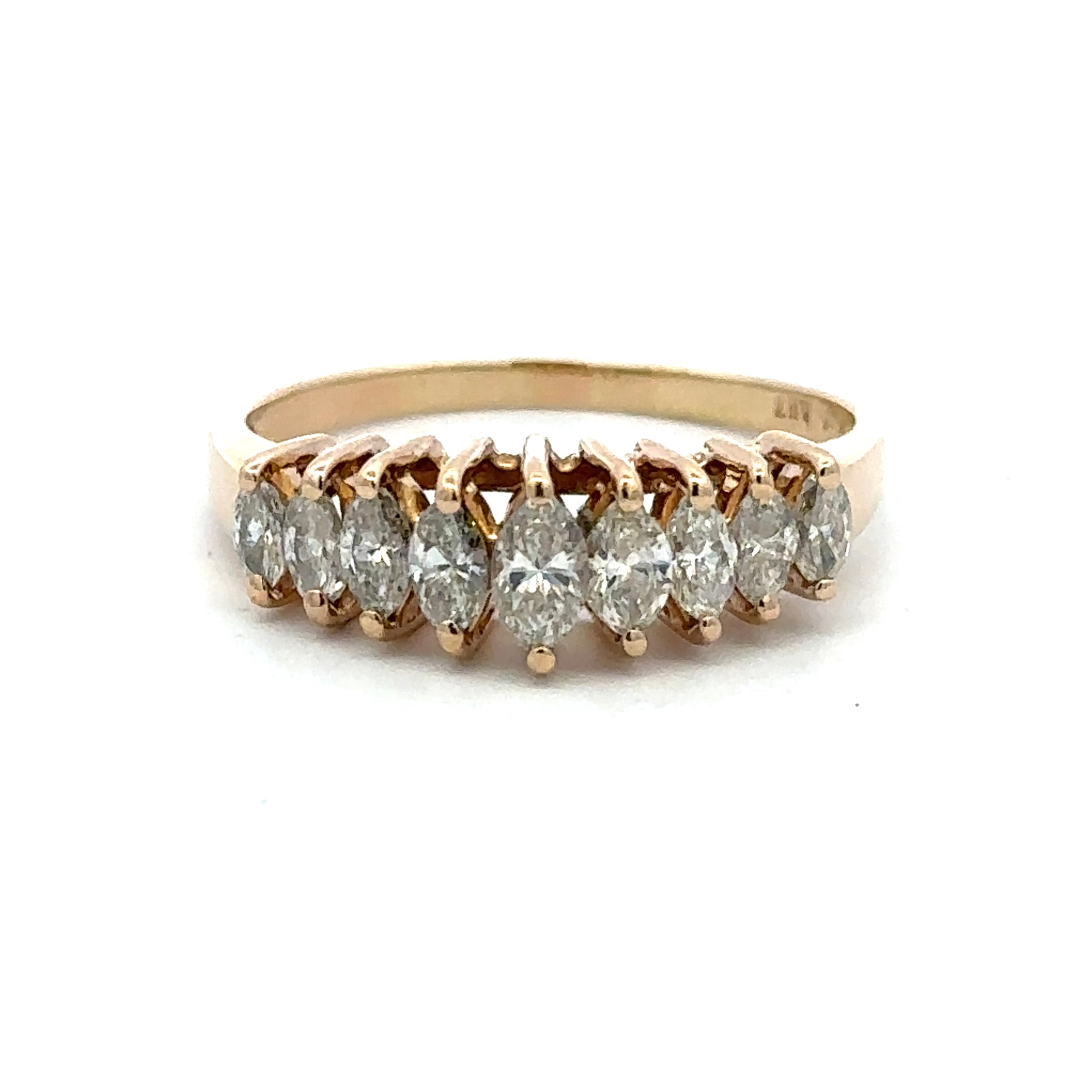 Estate Collection: 14K Yellow Gold 0.85CTW. Natural Diamond Marquise 9-Stone Band