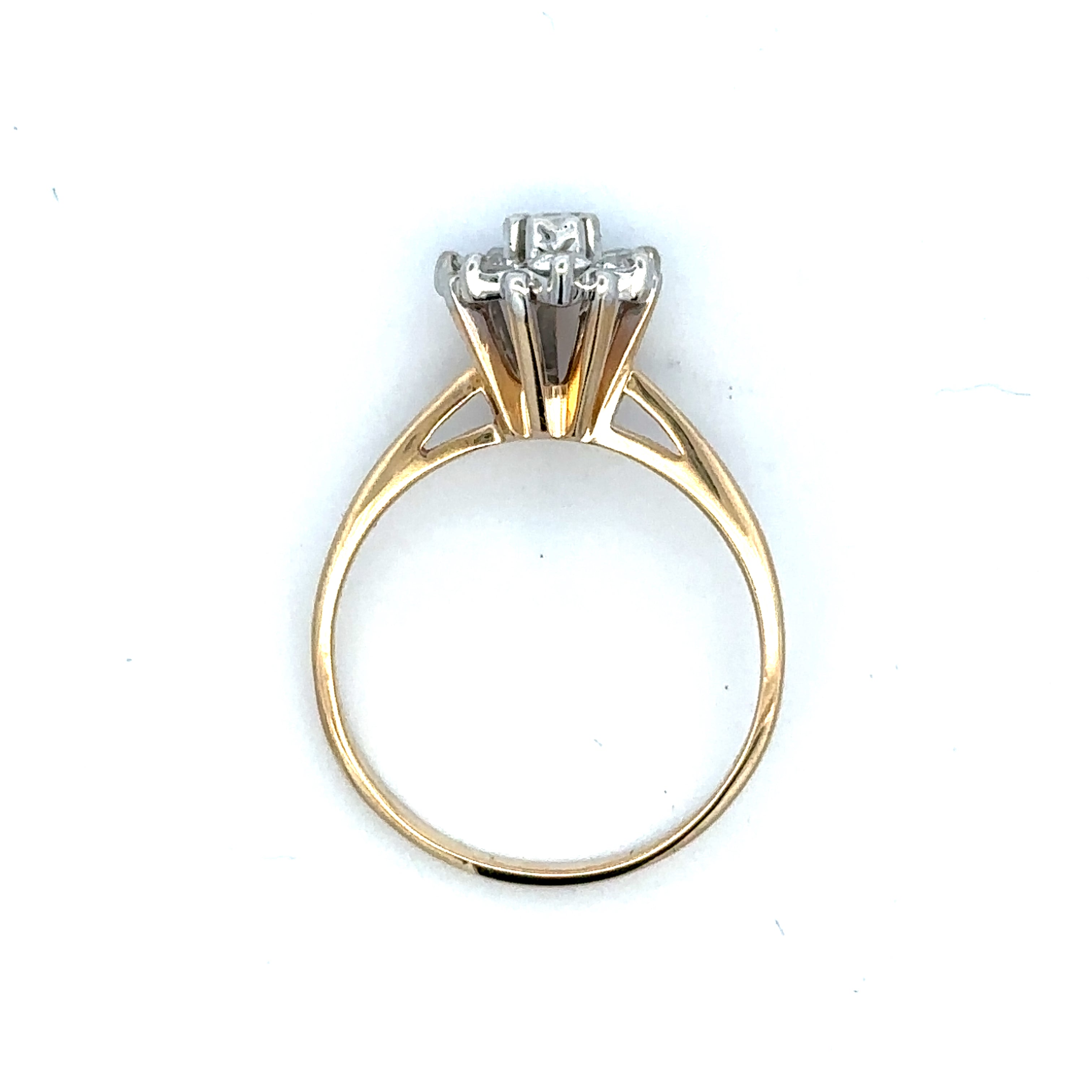 Estate Collection: 10K Yellow Gold Round Diamond Flower Accented Ring