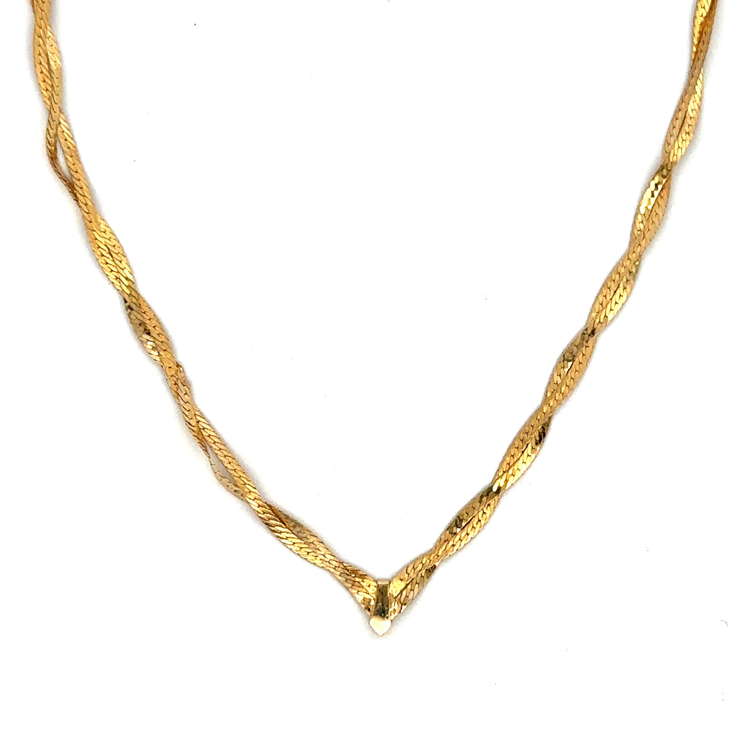Estate Collection: 14K Yellow Gold 18" V-Shaped Twisted Chain Necklace