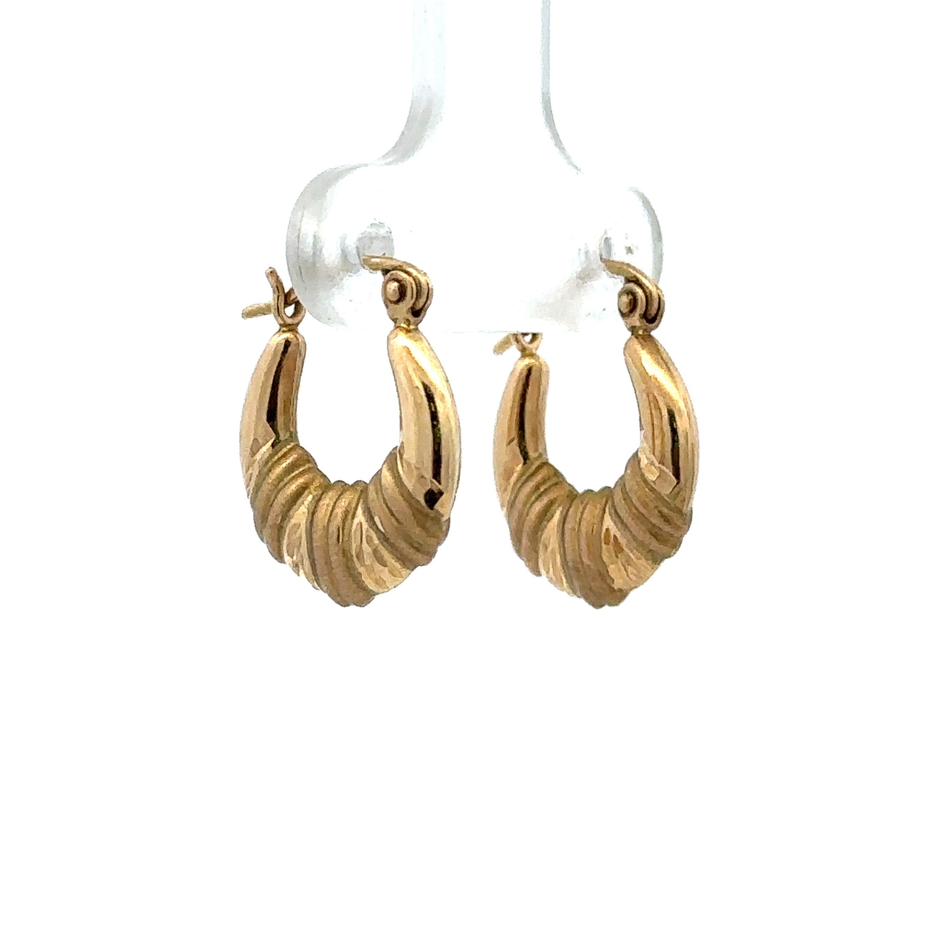 Estate Collection: 10K Yellow Gold Textured Hoop Earring