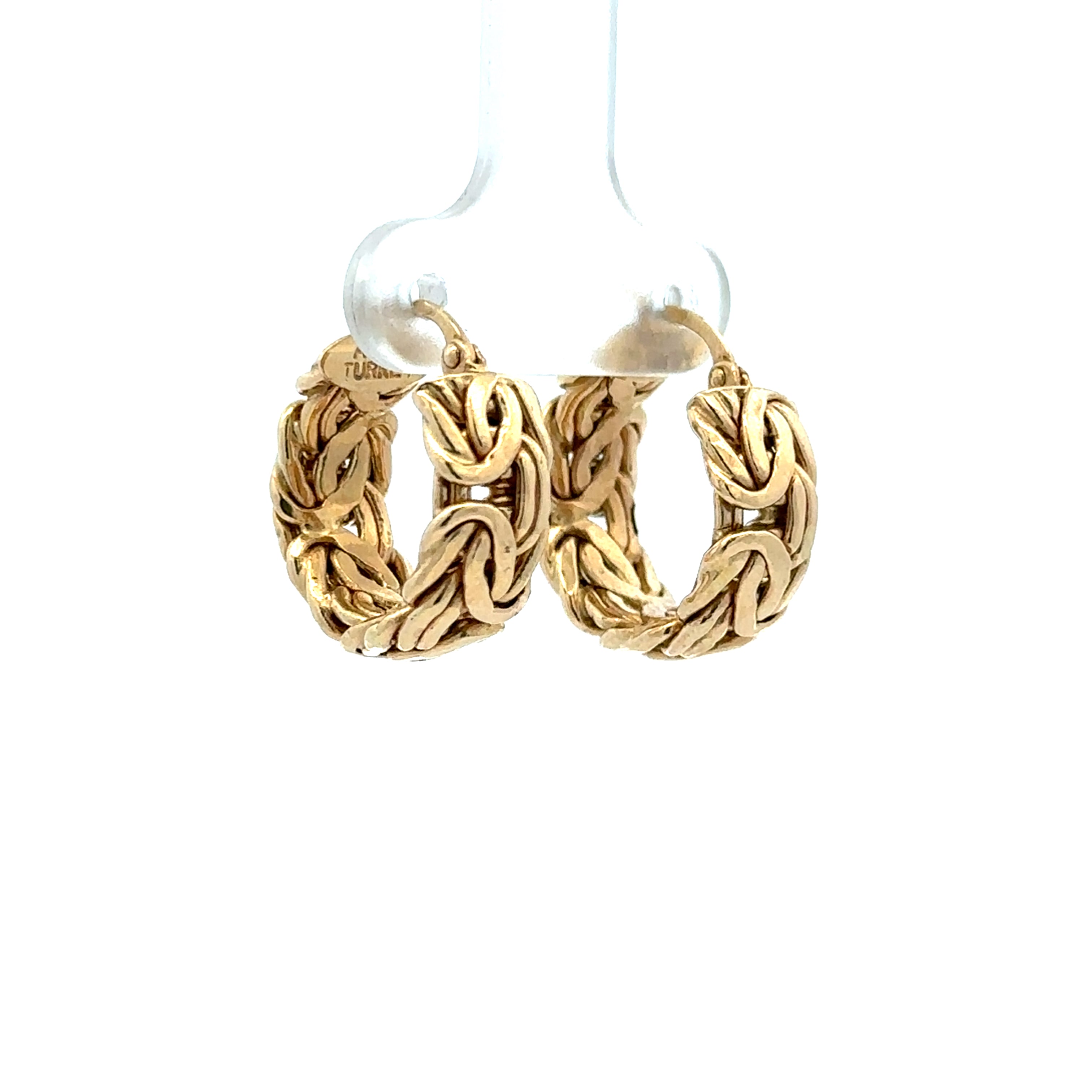 Estate Collection: 14K Yellow Gold 12.5X7MM Fancy Link Hoop Earrings