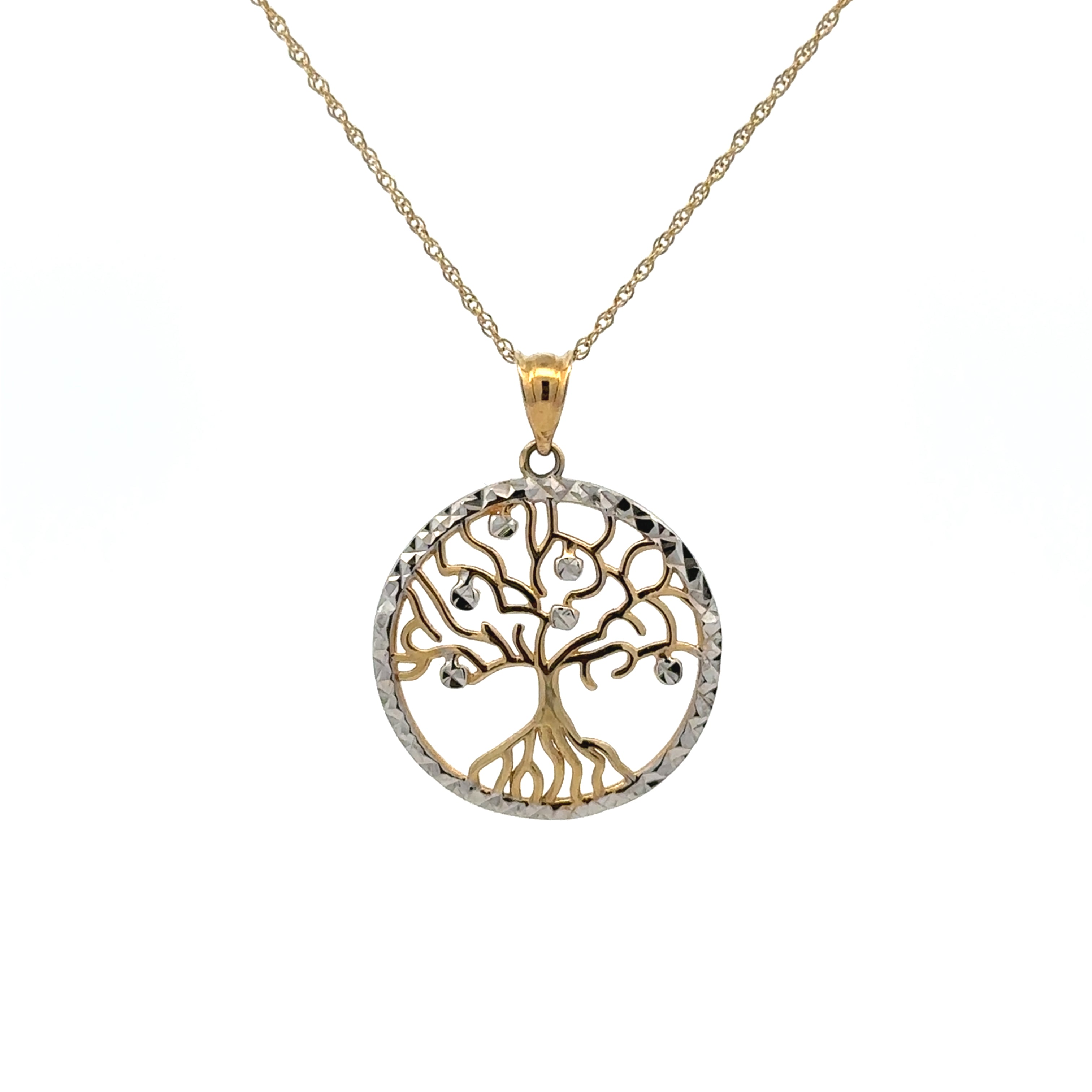 Estate Collection: 10K Gold Two-Tone Tree of Life Pendant 18" Necklace
