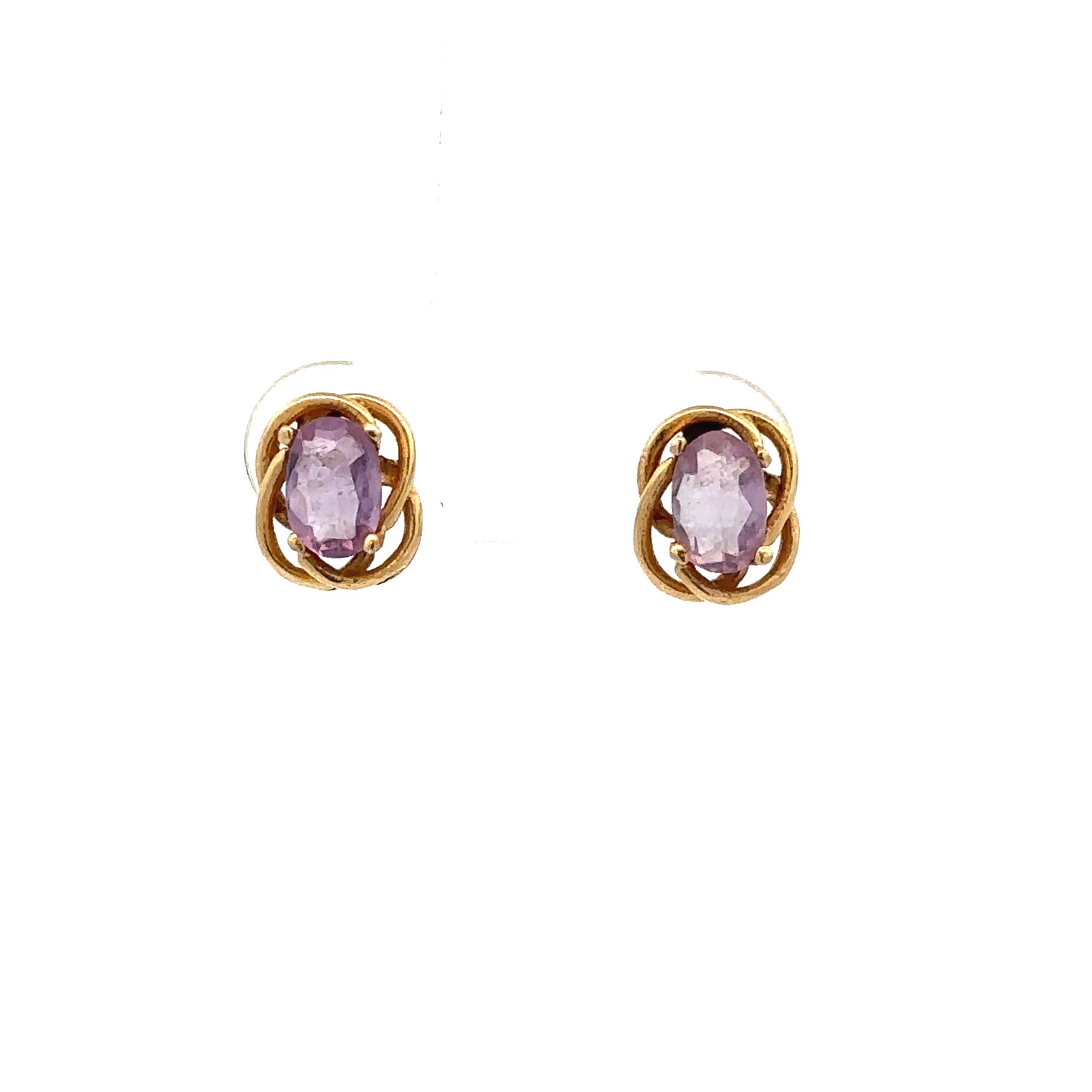 Estate Collection: 14K Yellow Gold Swirly Amethyst Stud Earrings