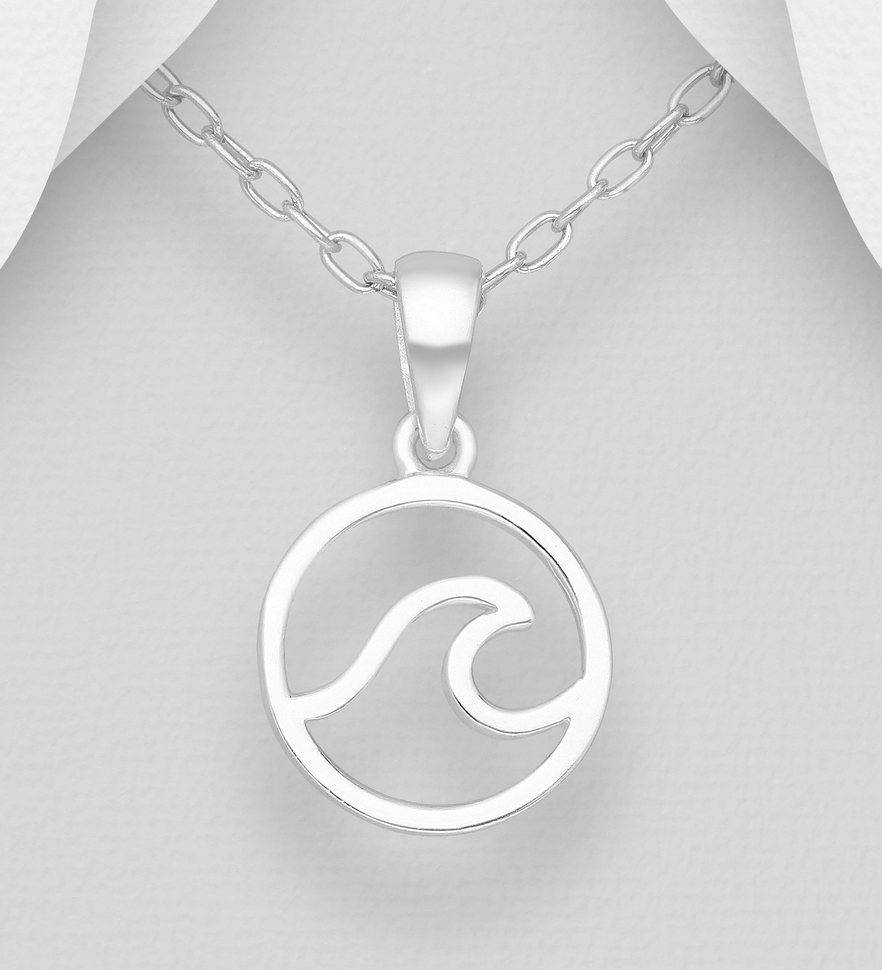 Sterling Silver Wave Pendant