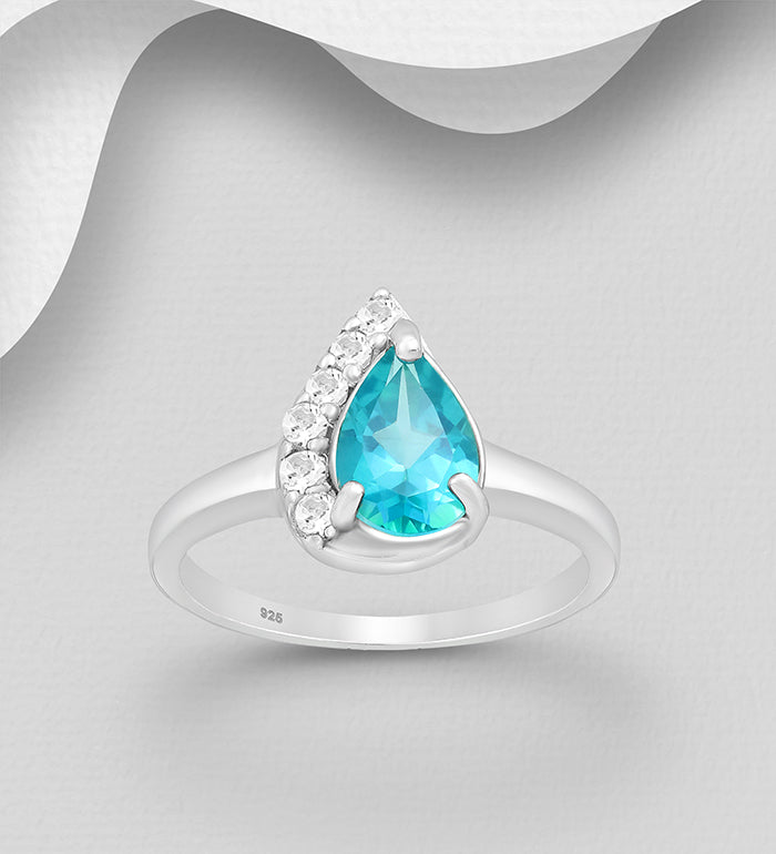 Sterling Silver Paraiba & White Topaz Accented Ring