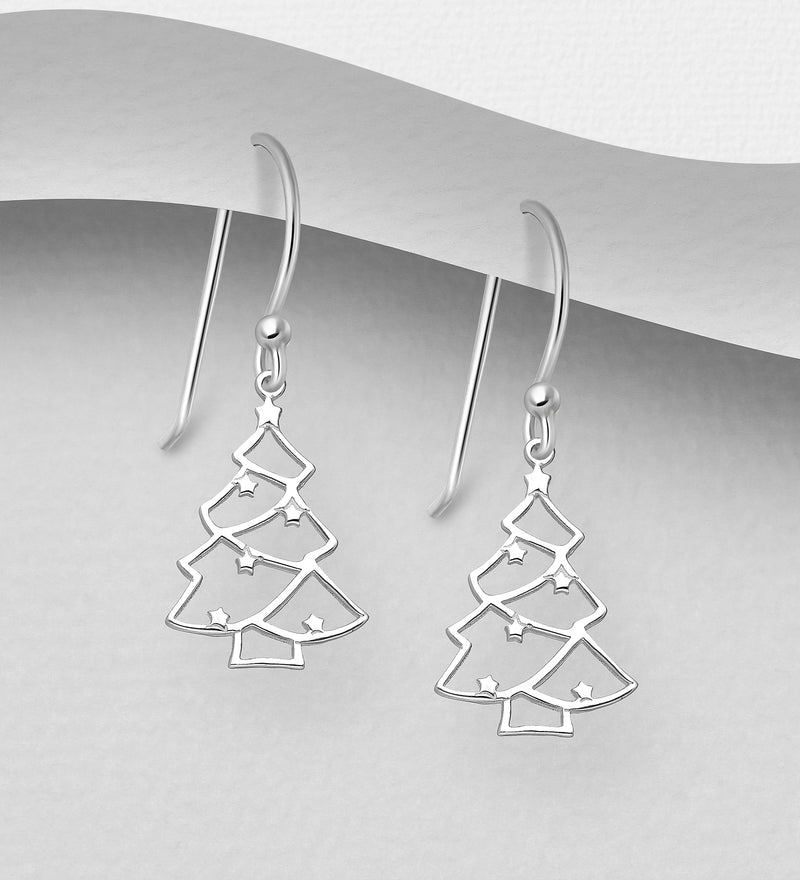 Sterling Silver Christmas Dangle Earrings