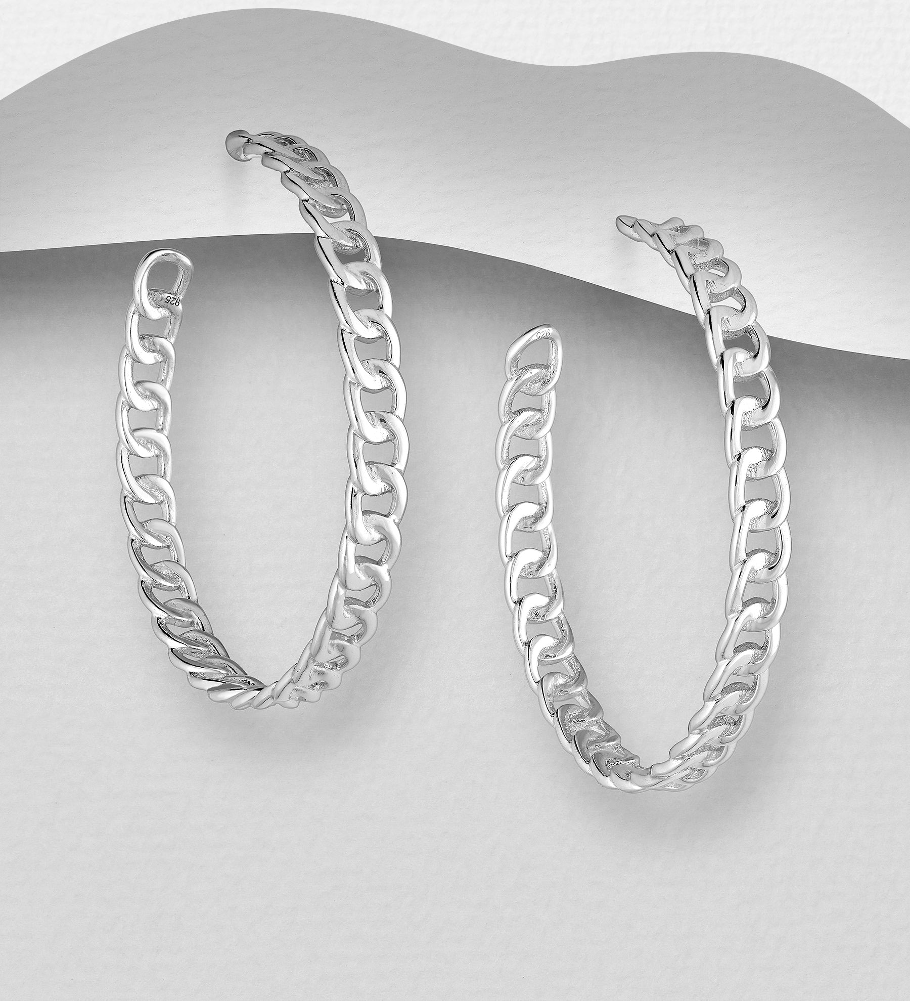 Sterling Silver Cuban Link Hoops