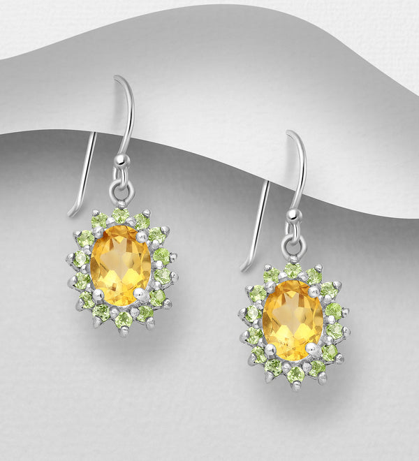 Sterling Silver Citrine and Peridot Pushback Earrings