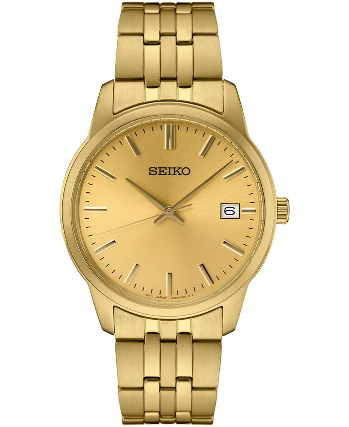 SEIKO MEN'S ESSENTIALS -Champagne Dial Gold Tone Watch