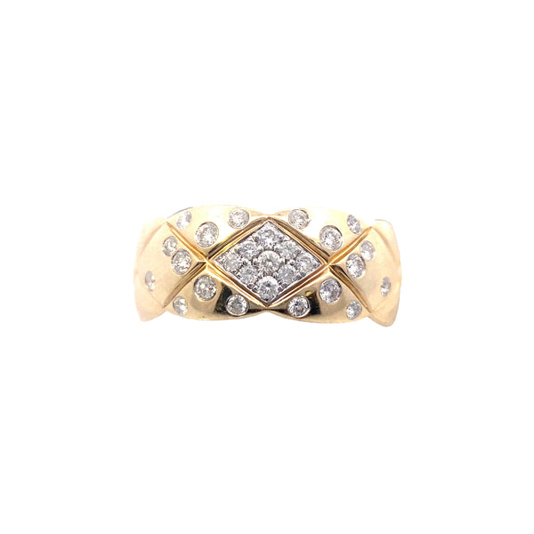 14K Yellow Gold 1/3CT. Diamond Quilted Weave Anniversary Band