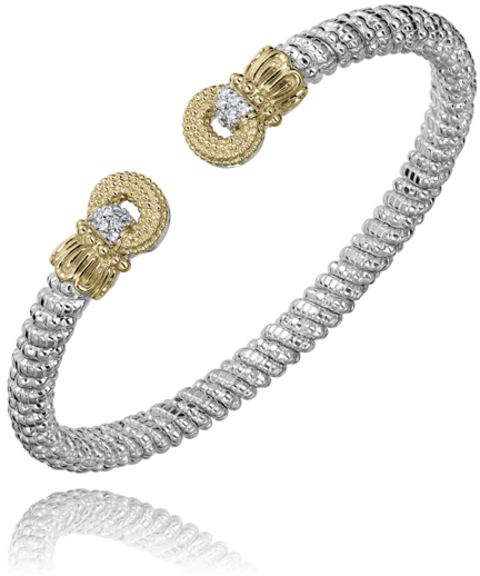 VAHAN 14K Yellow Gold & Sterling Silver 0.11CTW. Diamond 4MM Stackable Bracelet