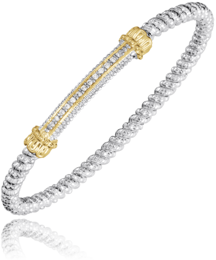 VAHAN 14K Yellow Gold & Sterling Silver 0.10CTW. Diamond 3MM Stackable Bracelet