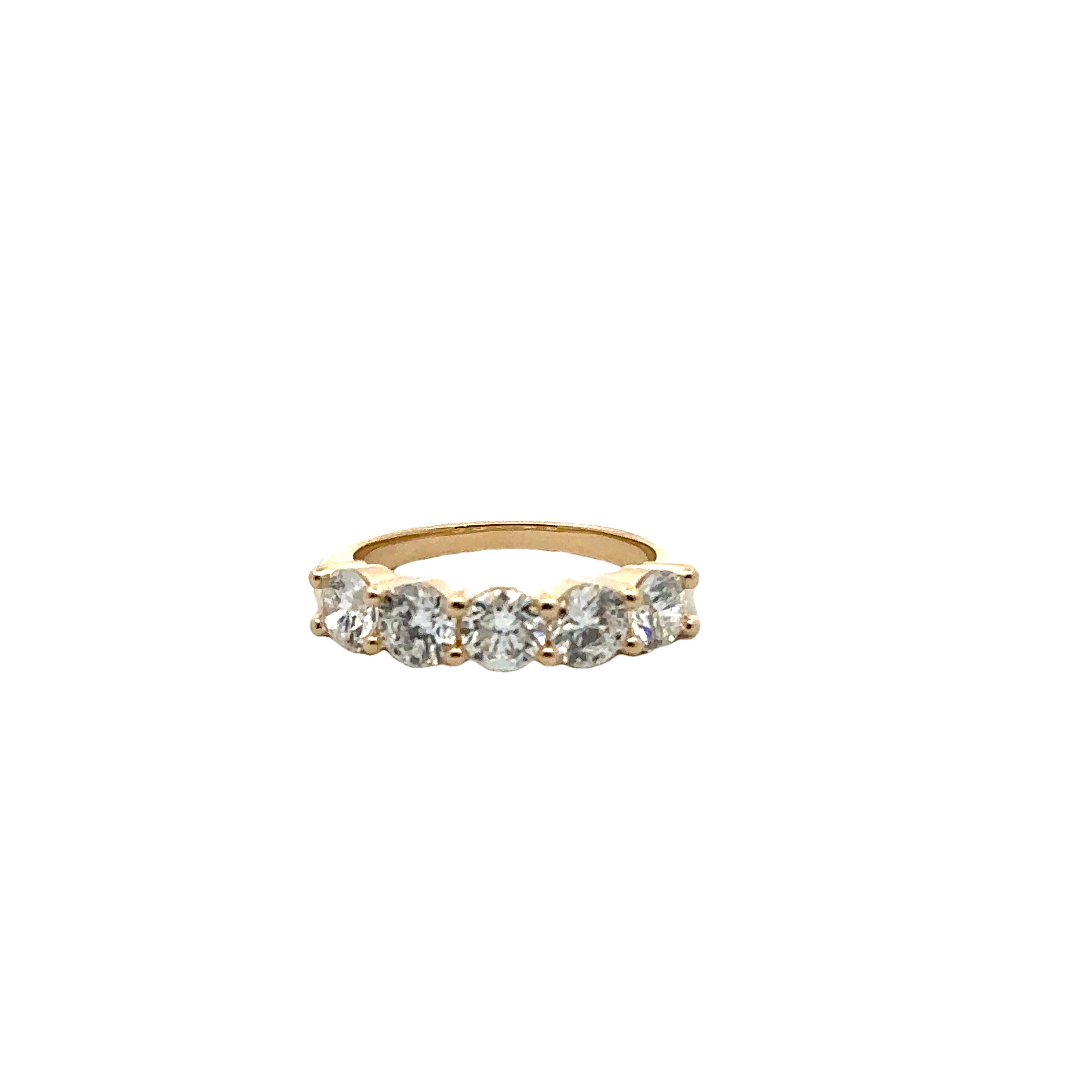 14K Yellow Gold 2.00CTW Lab-Grow Diamond 5 Stone Ring