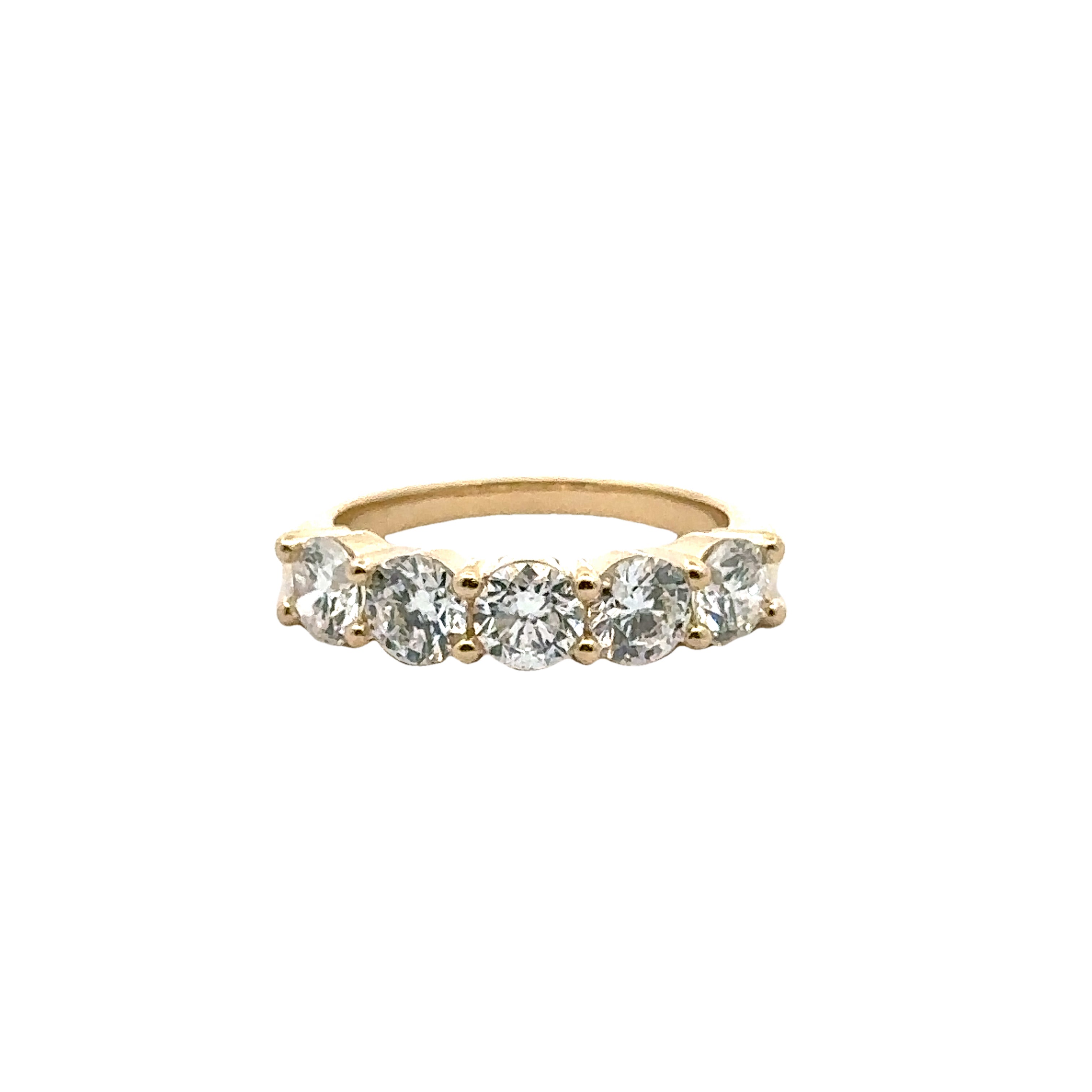 14K Yellow Gold 2.00CTW Lab-Grow Diamond 5 Stone Ring