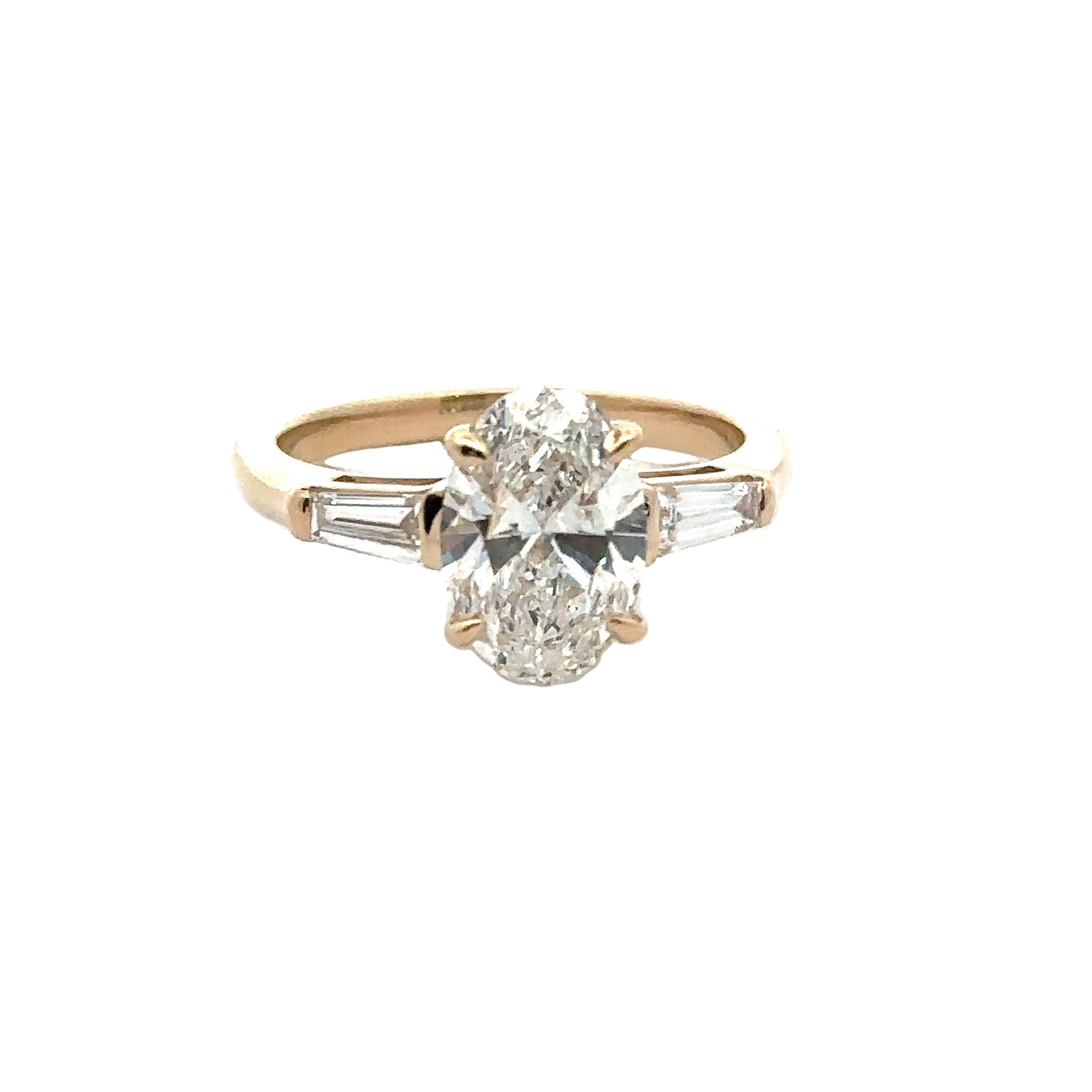 14K Yellow Gold 2.10ct Oval Lab-Grown Diamond Engagement Ring