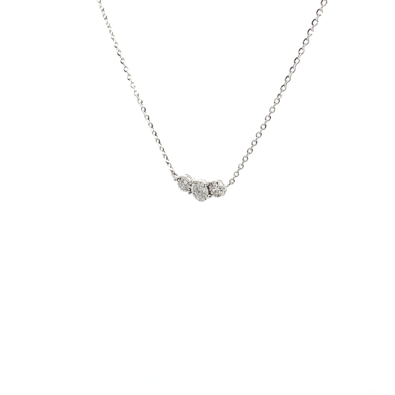 10K White Gold 1/6CT. 3-Stone Diamond Necklace Center