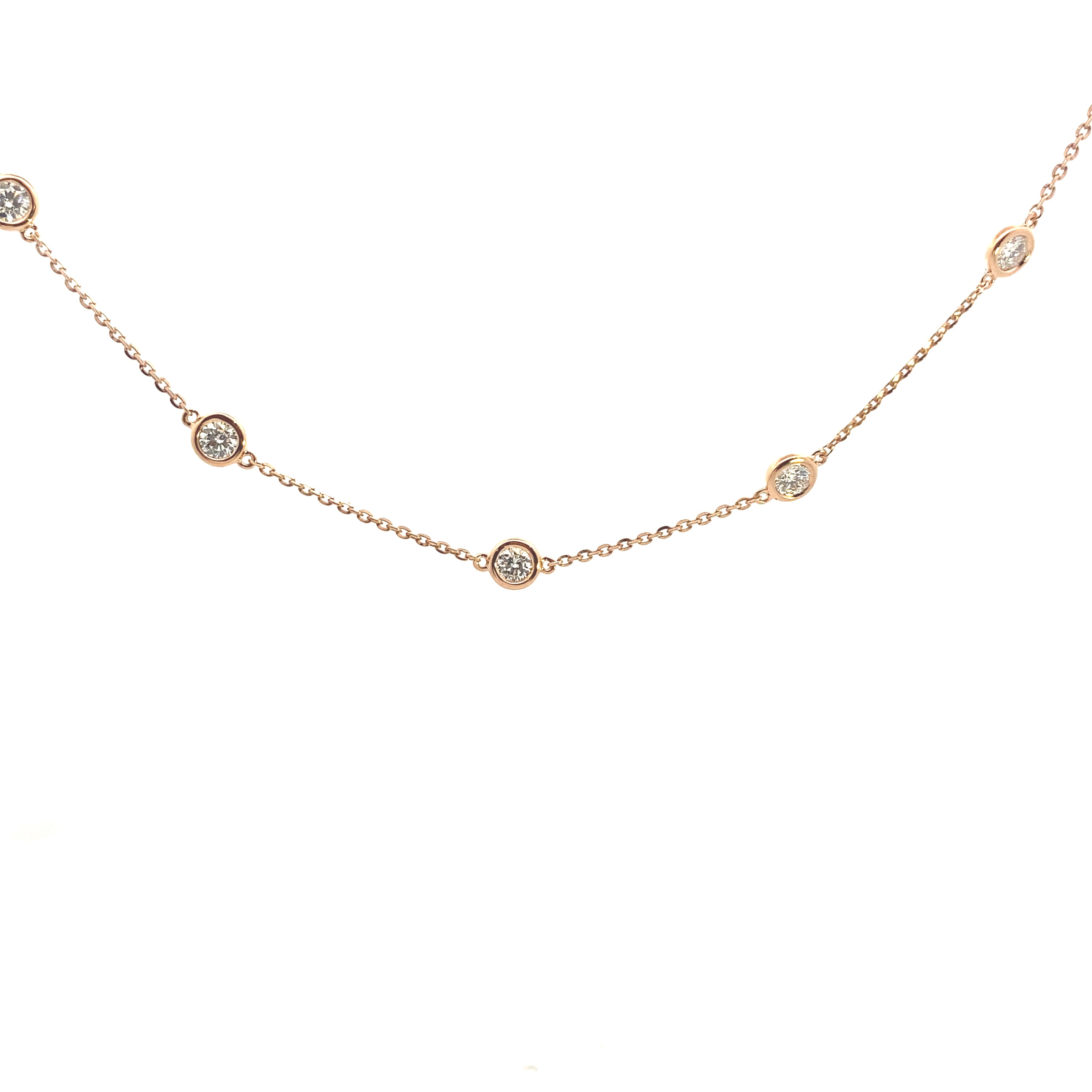 14K Rose Gold 2CT. Lab-Grown Diamond Station Necklace