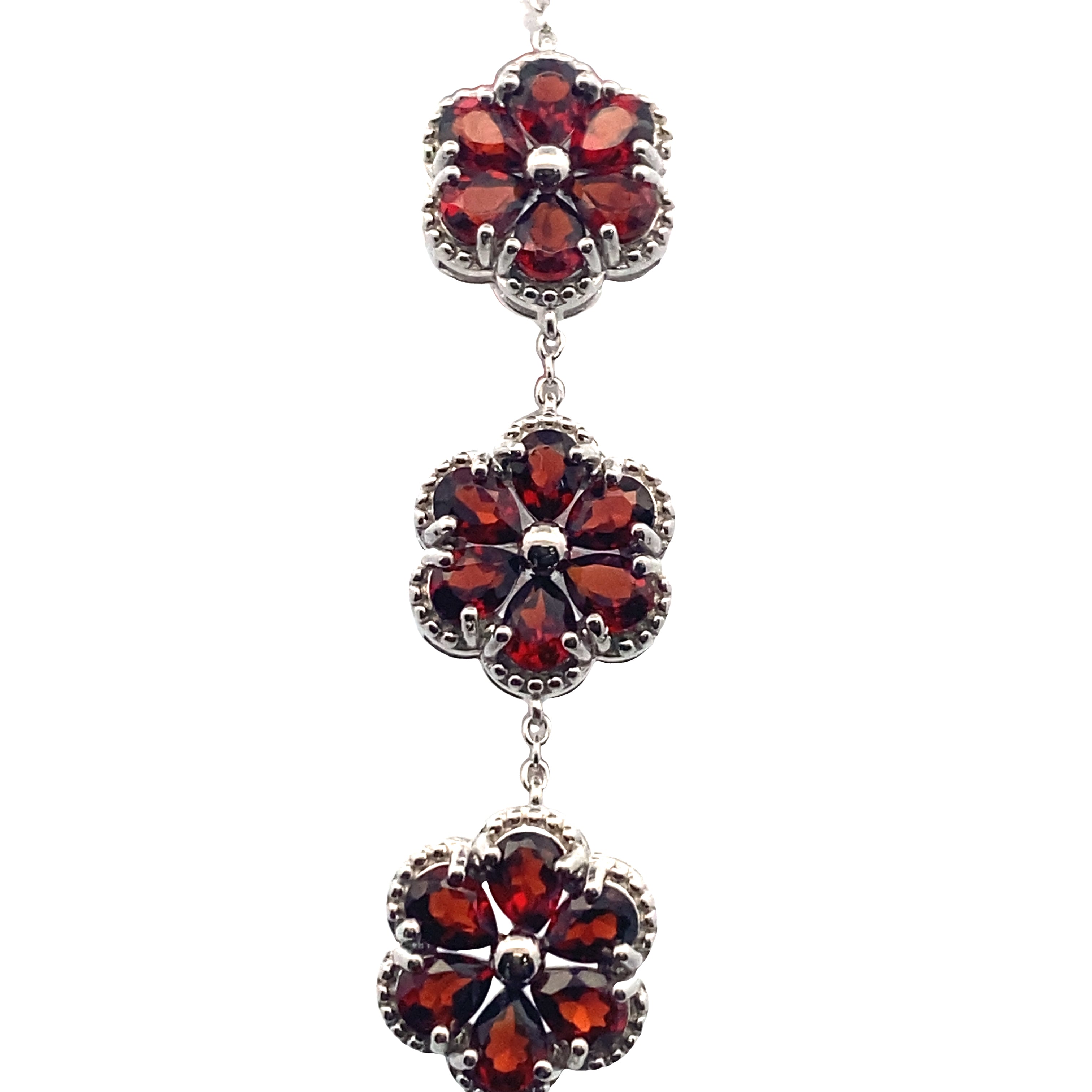 Sterling Silver Garnet Pear Bracelet