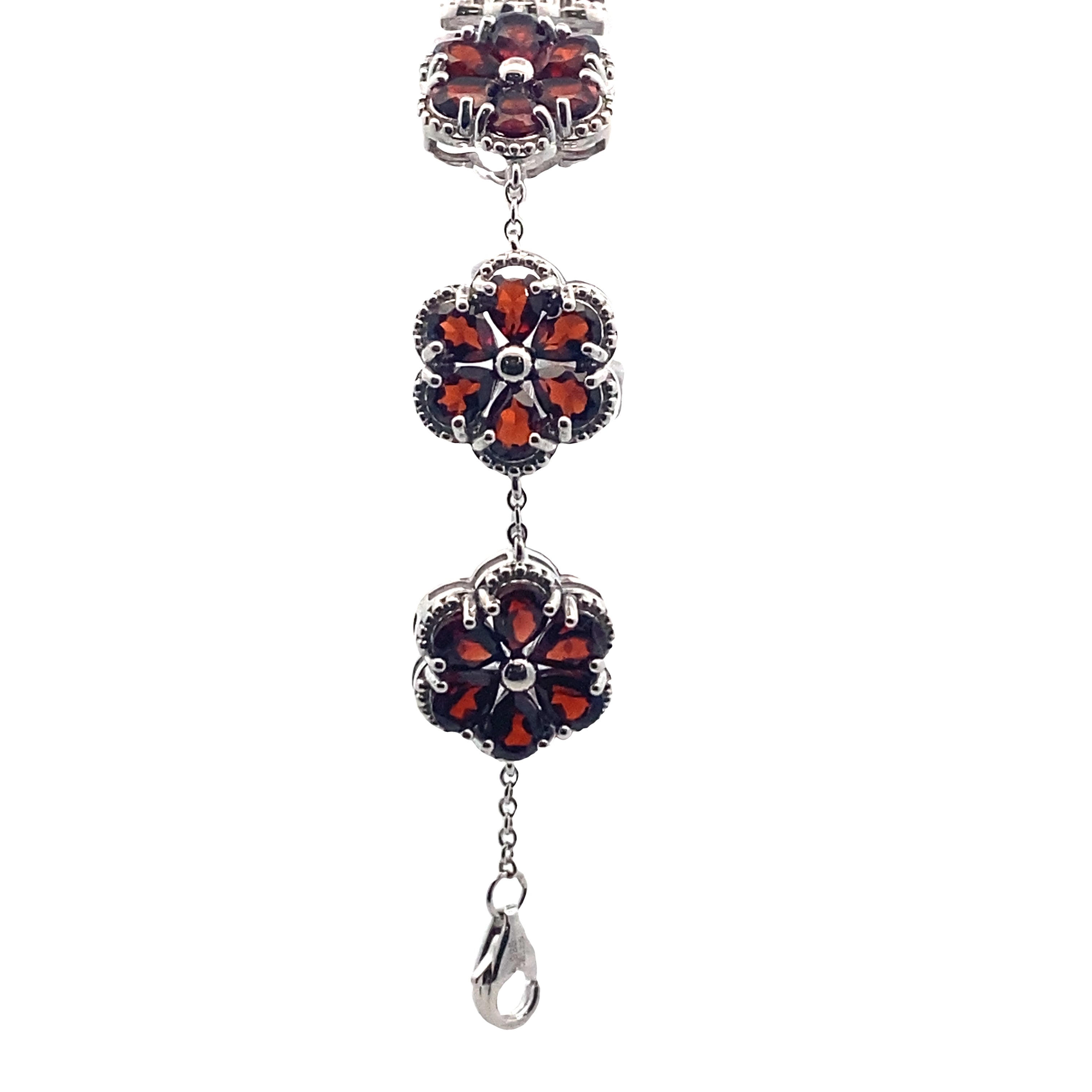 Sterling Silver Garnet Pear Bracelet