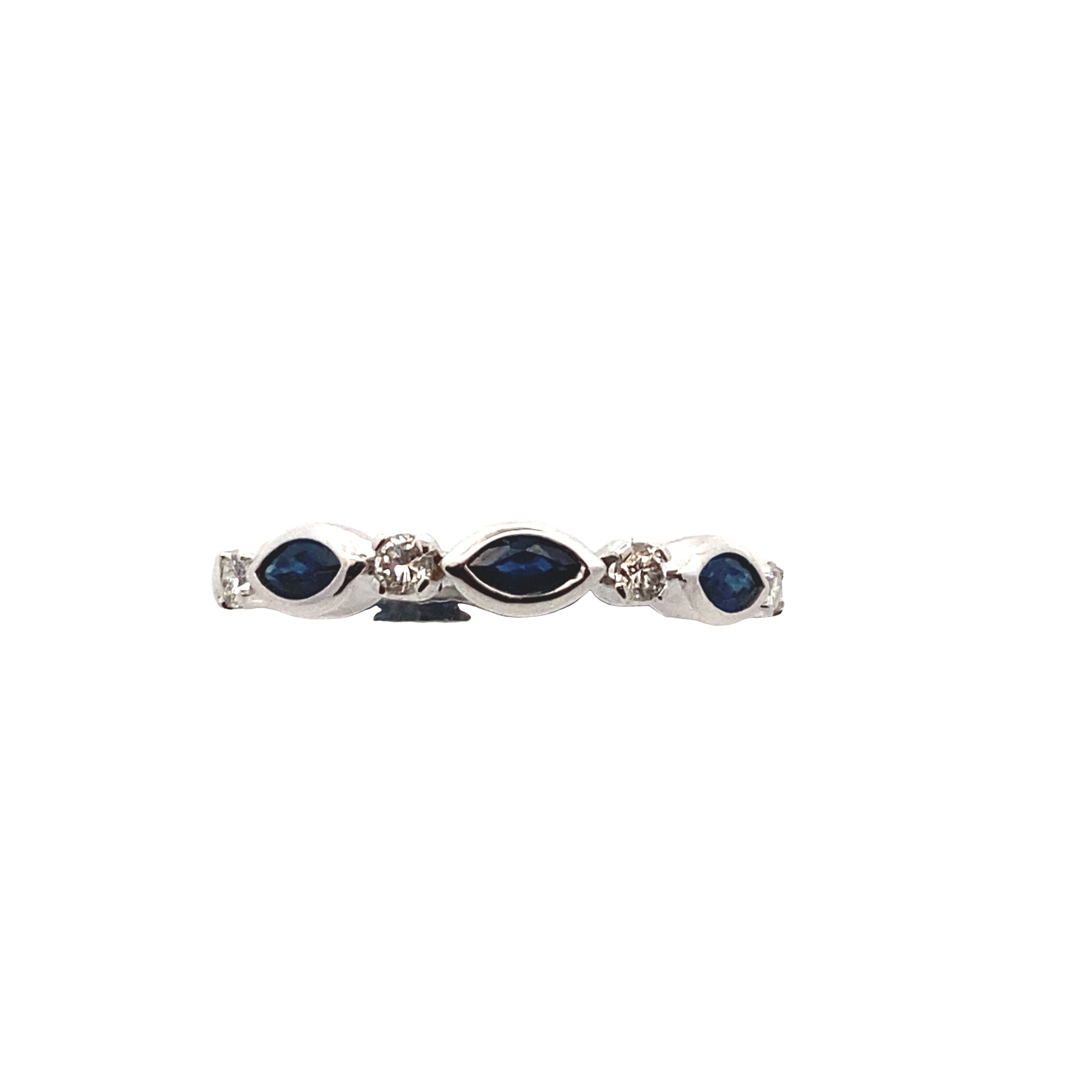 10K White Gold Sapphire & Diamond Stackable Ring