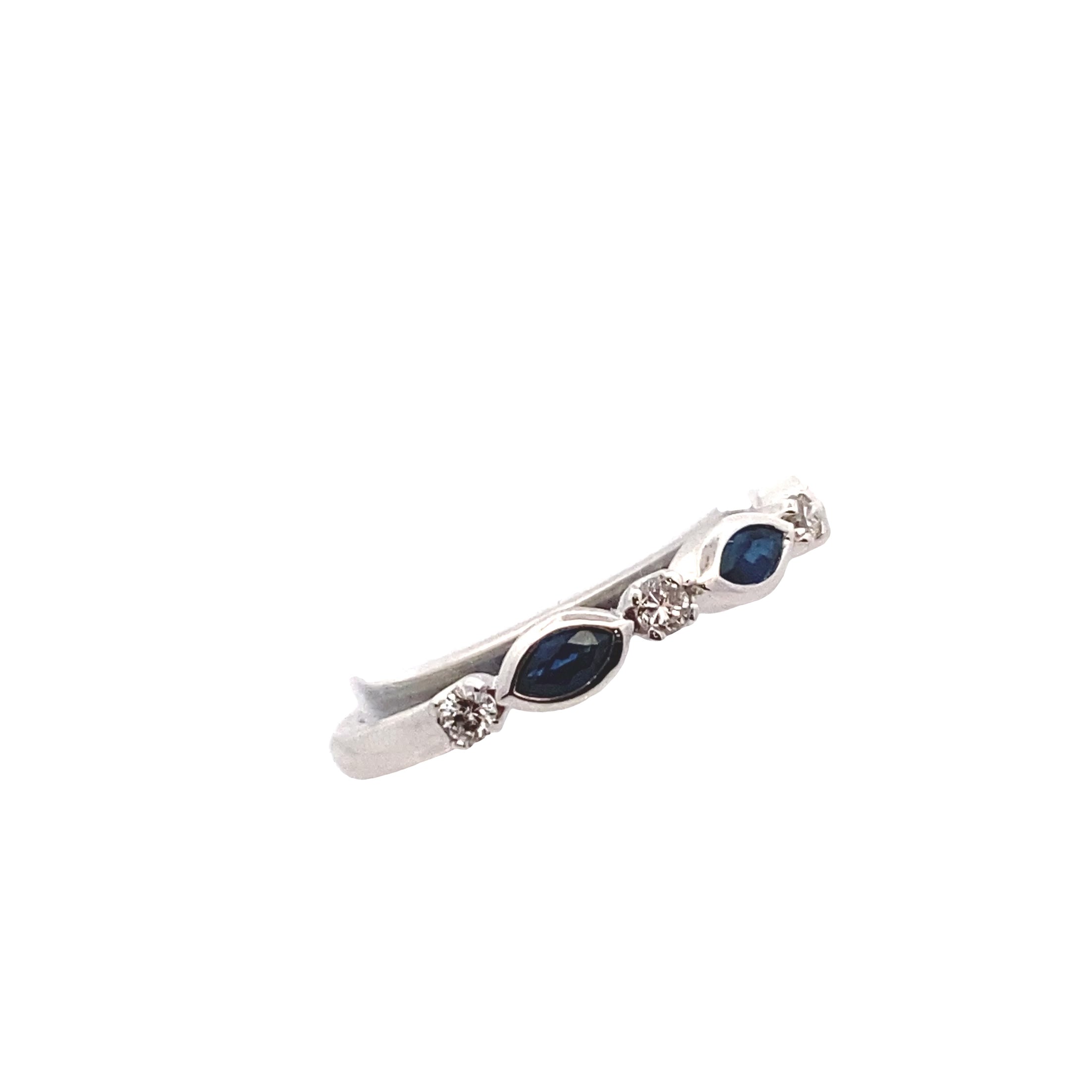 10K White Gold Sapphire & Diamond Stackable Ring