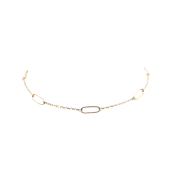 14K YELLOW  OPEN LINK CABLE STATION BRACELET