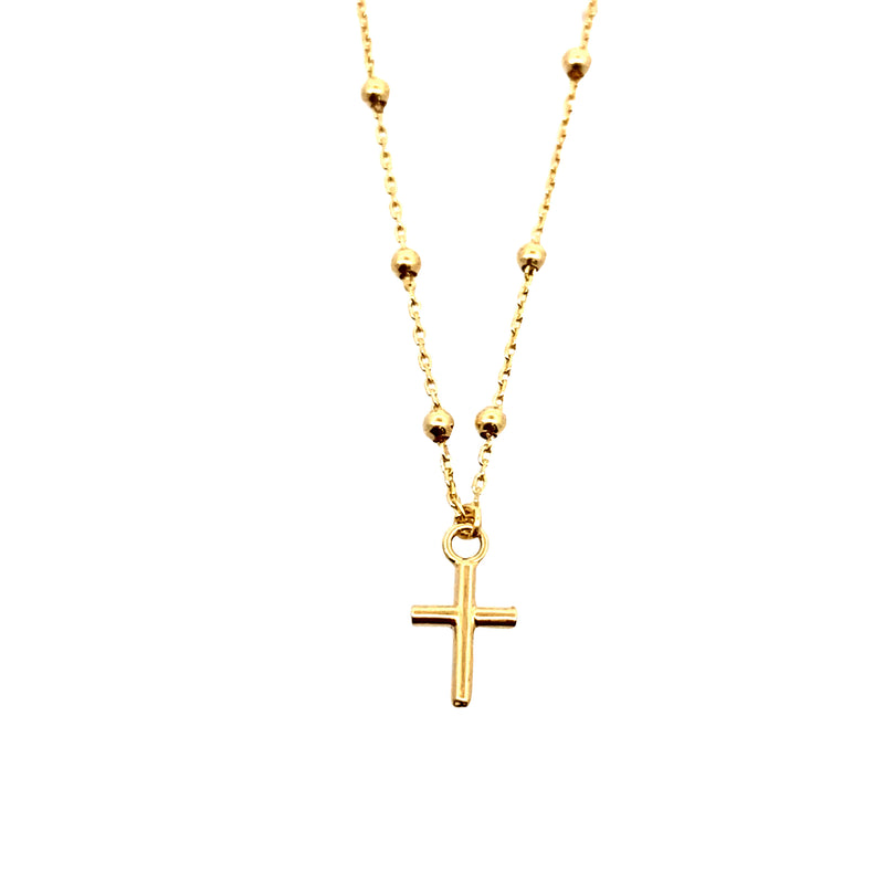 14K Yellow Gold Cross Rosary Necklace