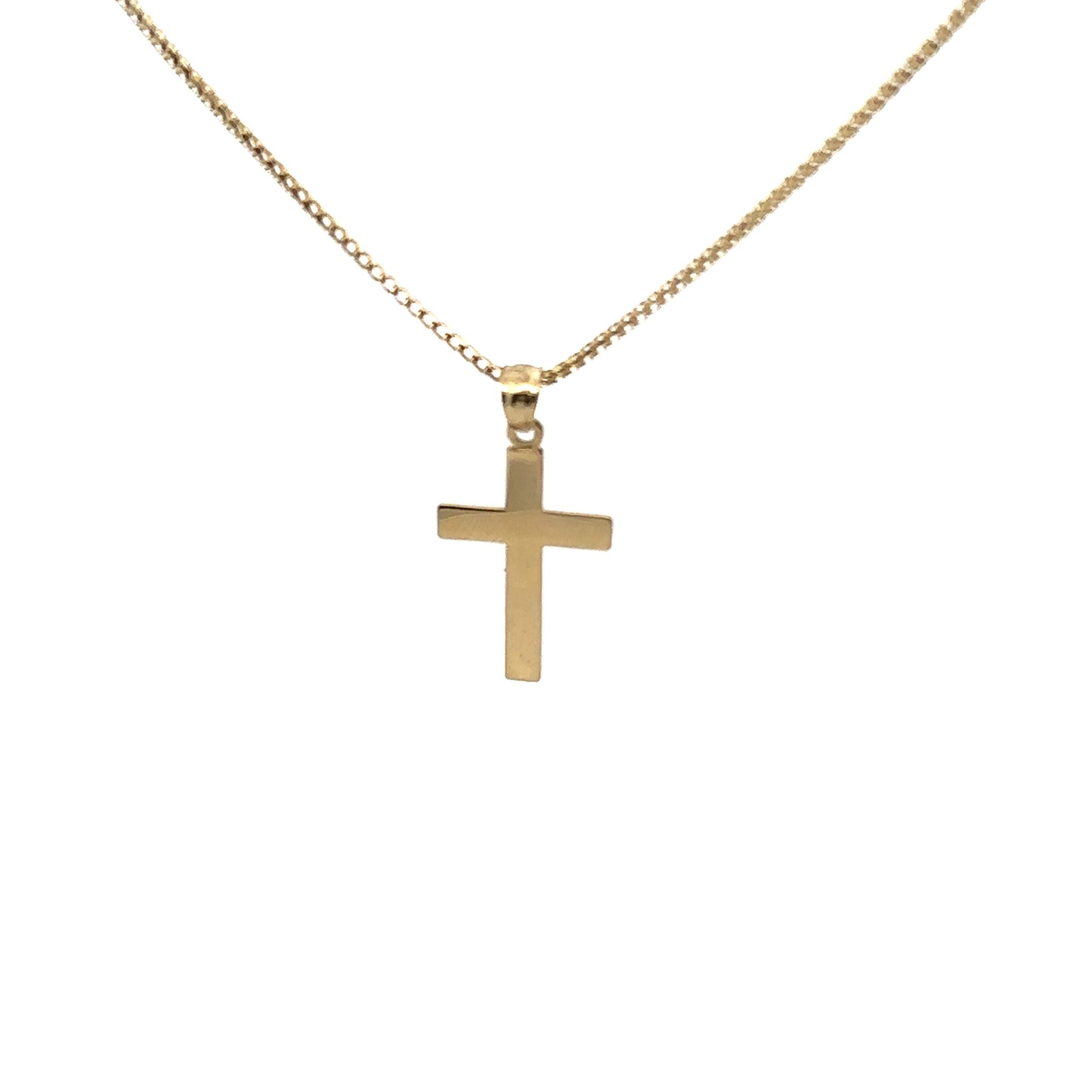 Polished Cross Pendant hanging on chain