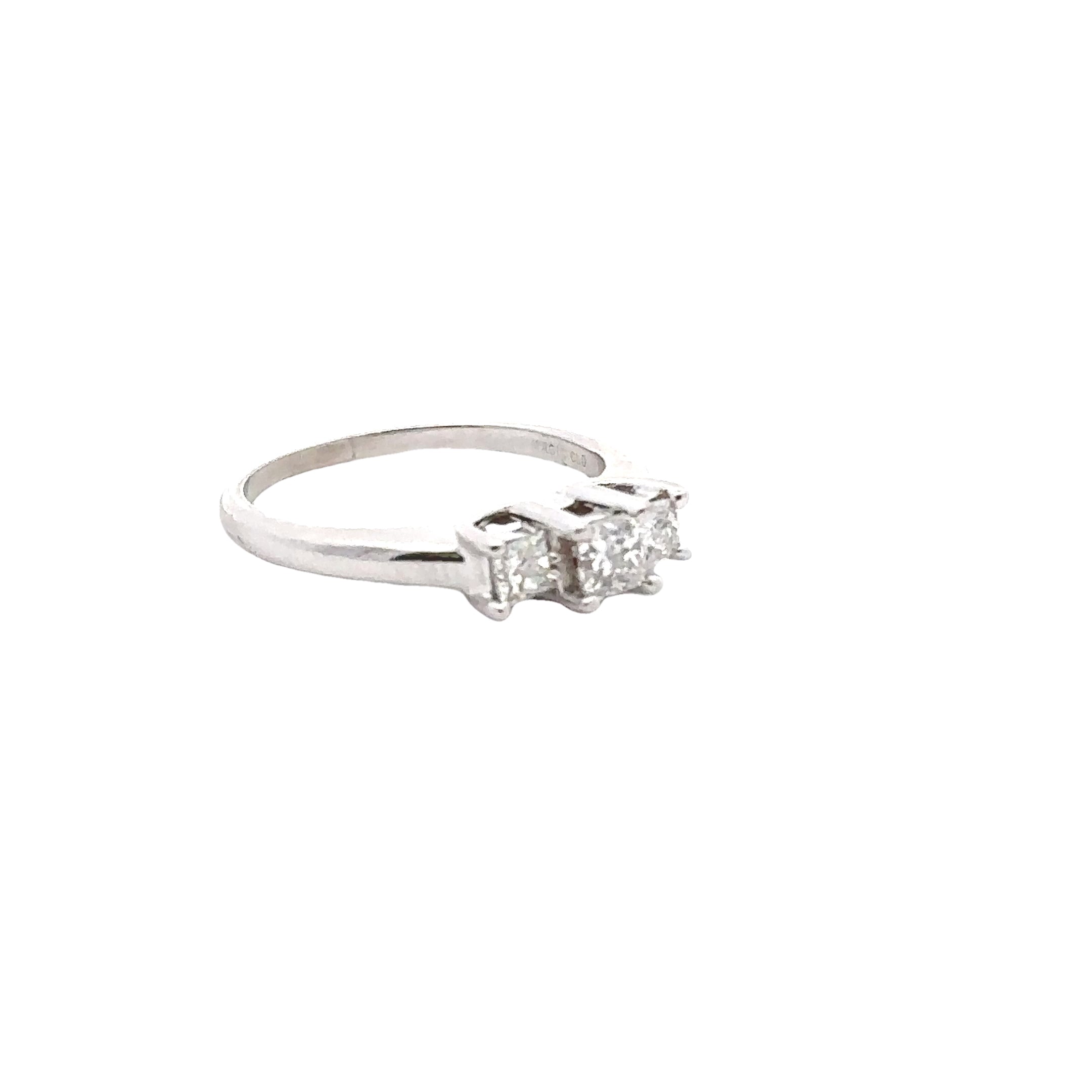 Estate Collection: 14K White Gold Princess-Cut Diamond 3-Stone Engagement Ring