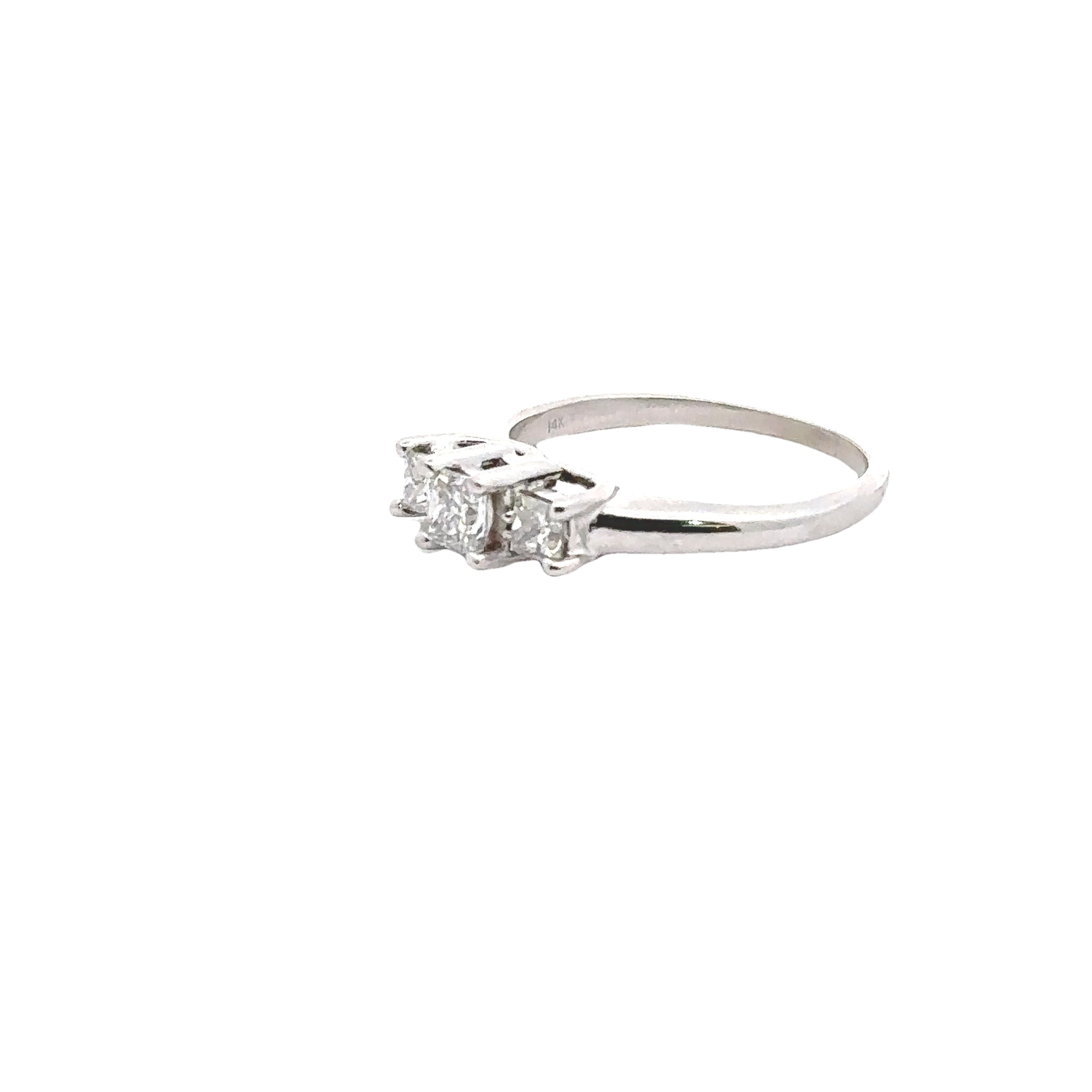 Estate Collection: 14K White Gold Princess-Cut Diamond 3-Stone Engagement Ring