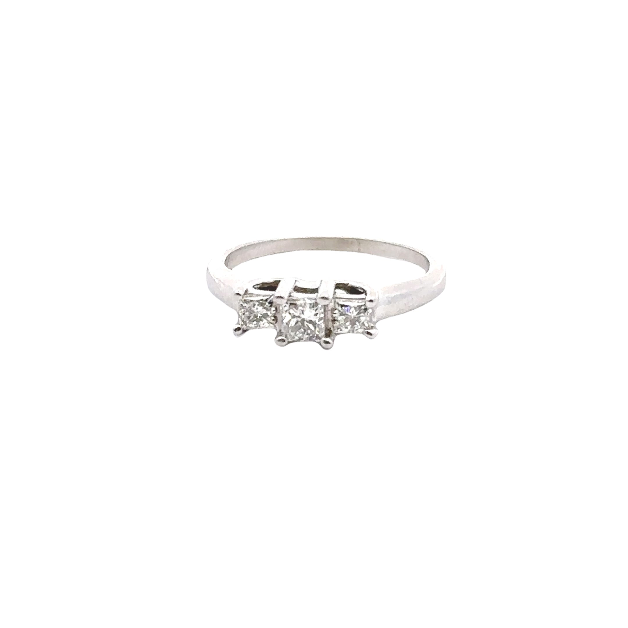 Estate Collection: 14K White Gold Princess-Cut Diamond 3-Stone Engagement Ring