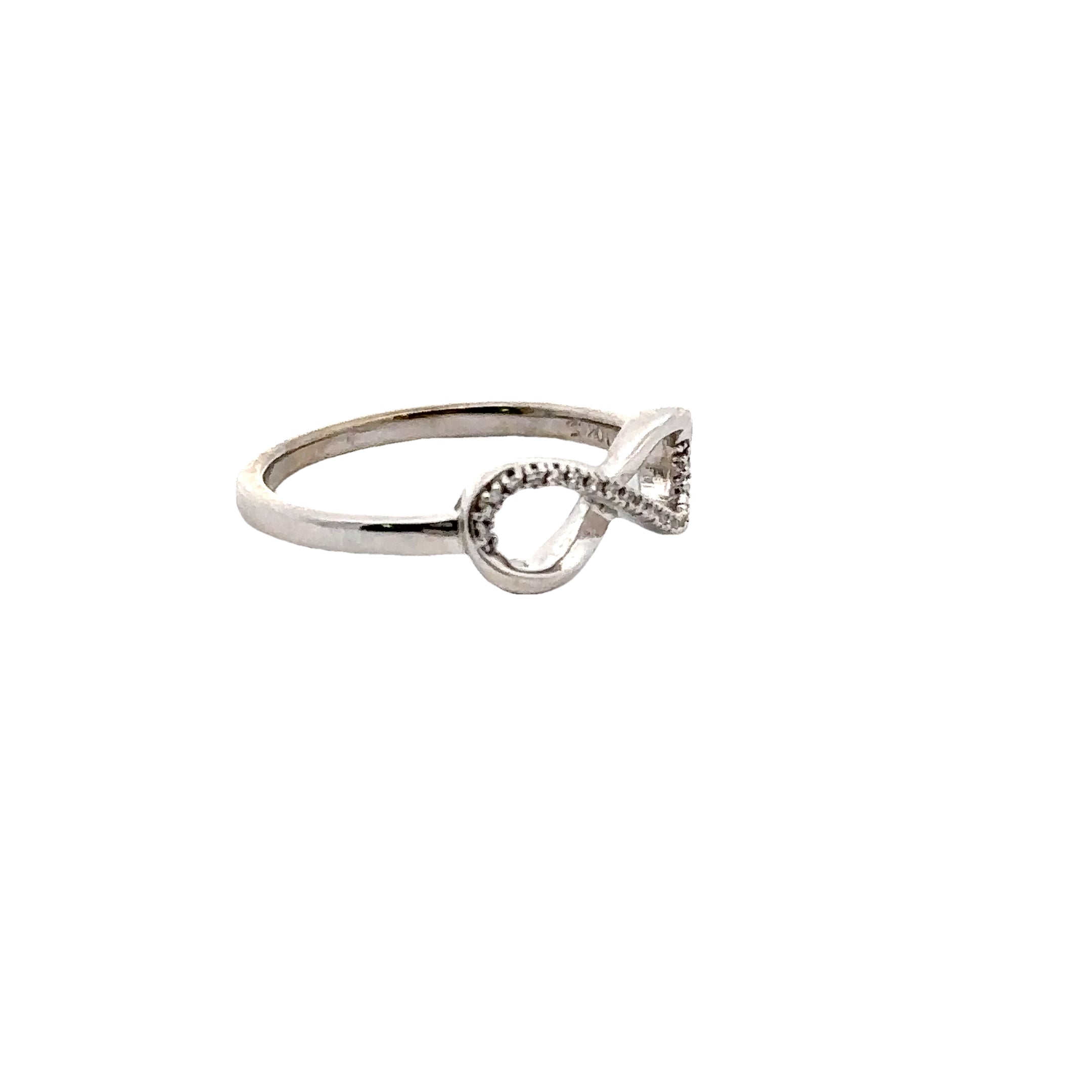 Estate Collection: 10K White Gold Infinity Diamond Accented Ring