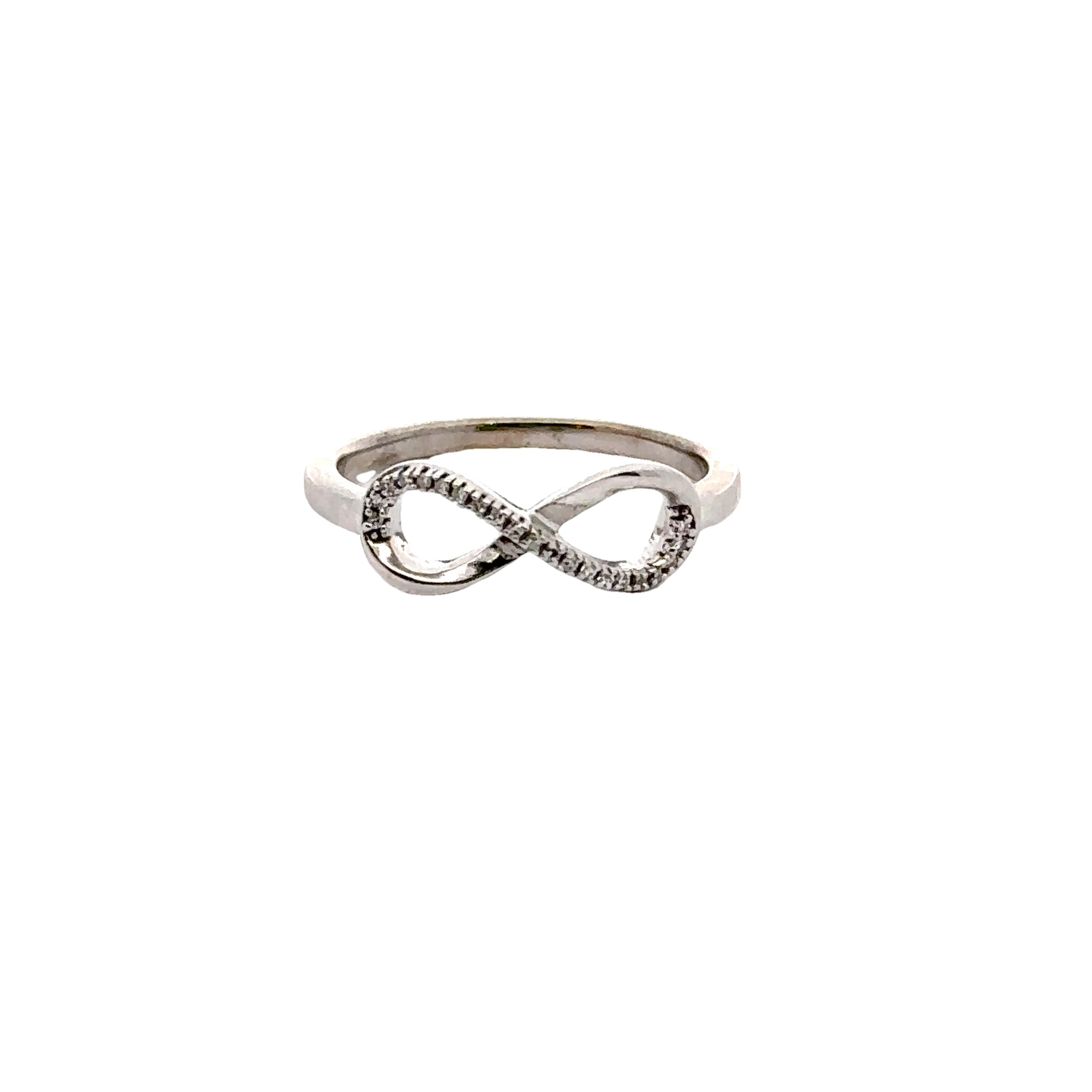 Estate Collection: 10K White Gold Infinity Diamond Accented Ring