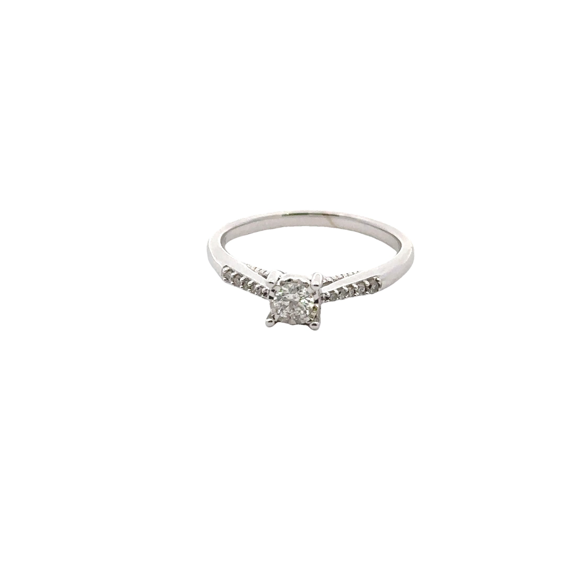 Estate Collection: 10K White Gold Round Miracle-Set Diamond Accented Engagement Ring