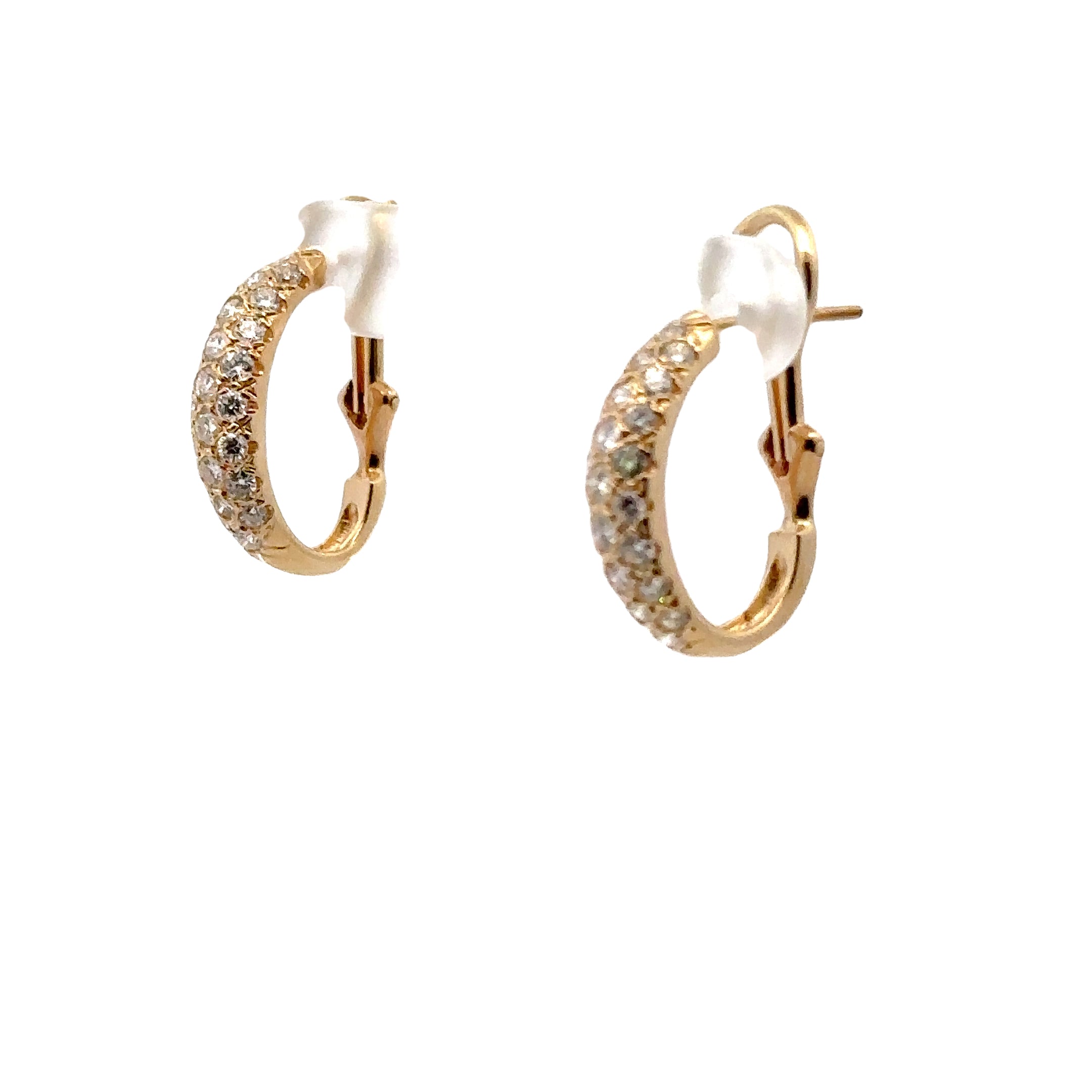 Estate Collection: 14K Yellow Gold Diamond  Leverback Earrings