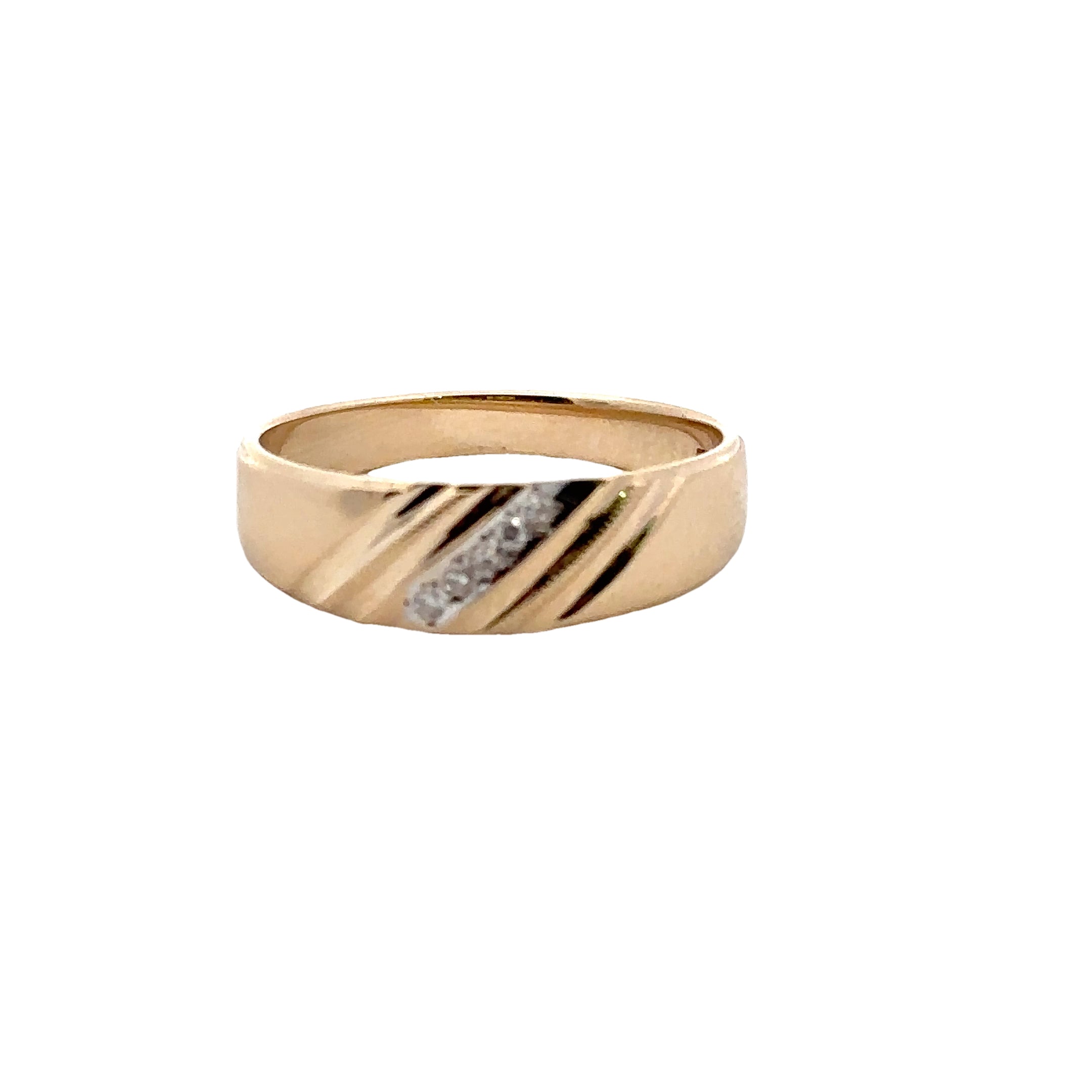 Estate Collection: 14K Yellow Gold Polished Diamond Men's Band