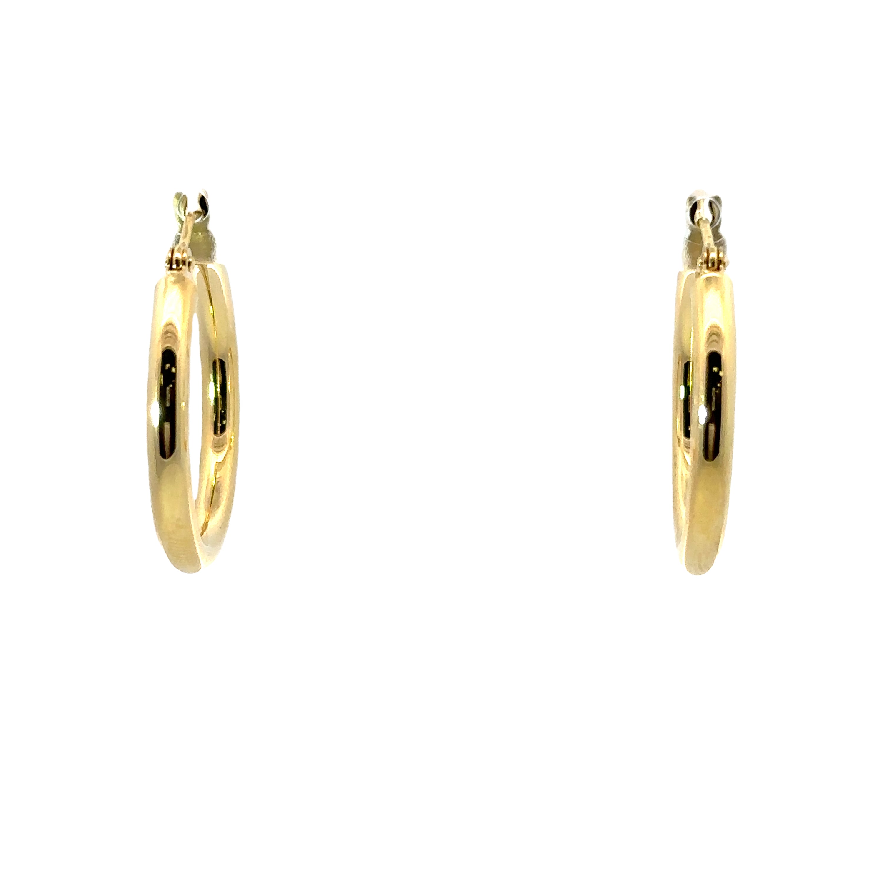 14K Yellow Gold 3X25MM Polished Hoop Earrings