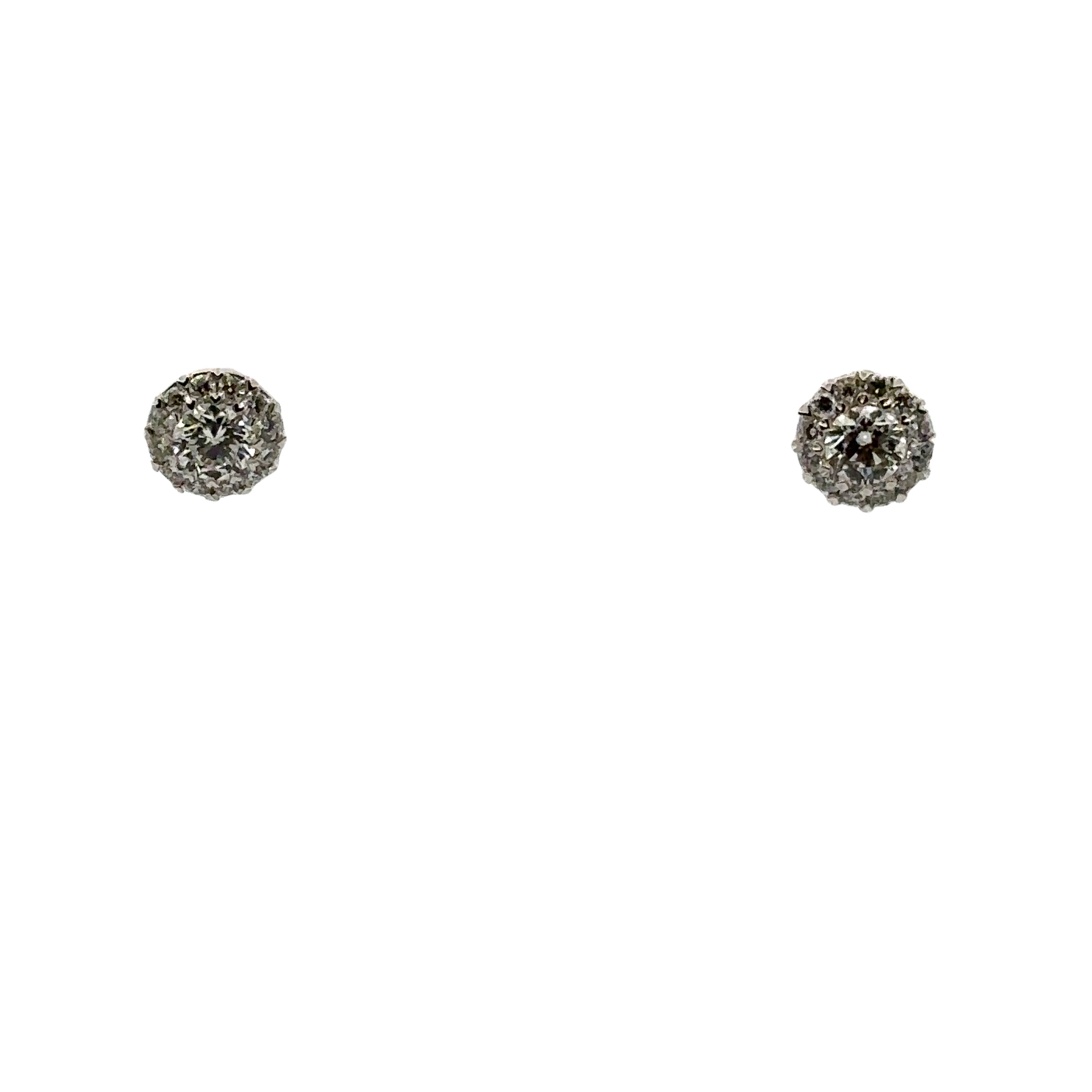 14K White Gold 1CT. Lab-Grown Diamond Round Halo Studs