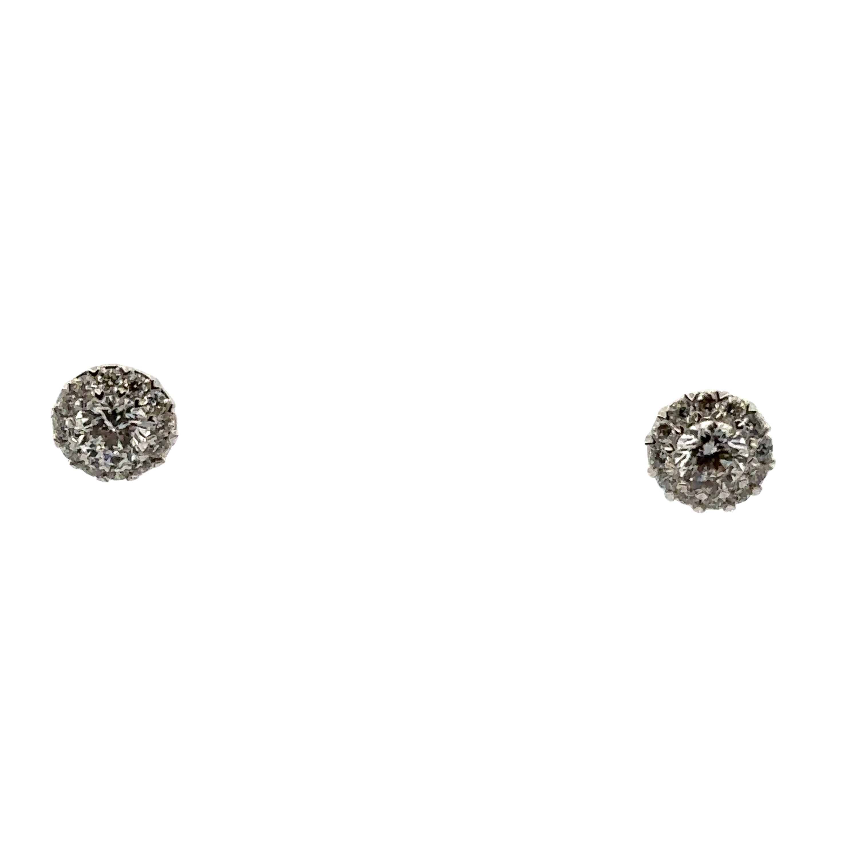 14K White Gold 1CT. Lab-Grown Diamond Round Halo Studs