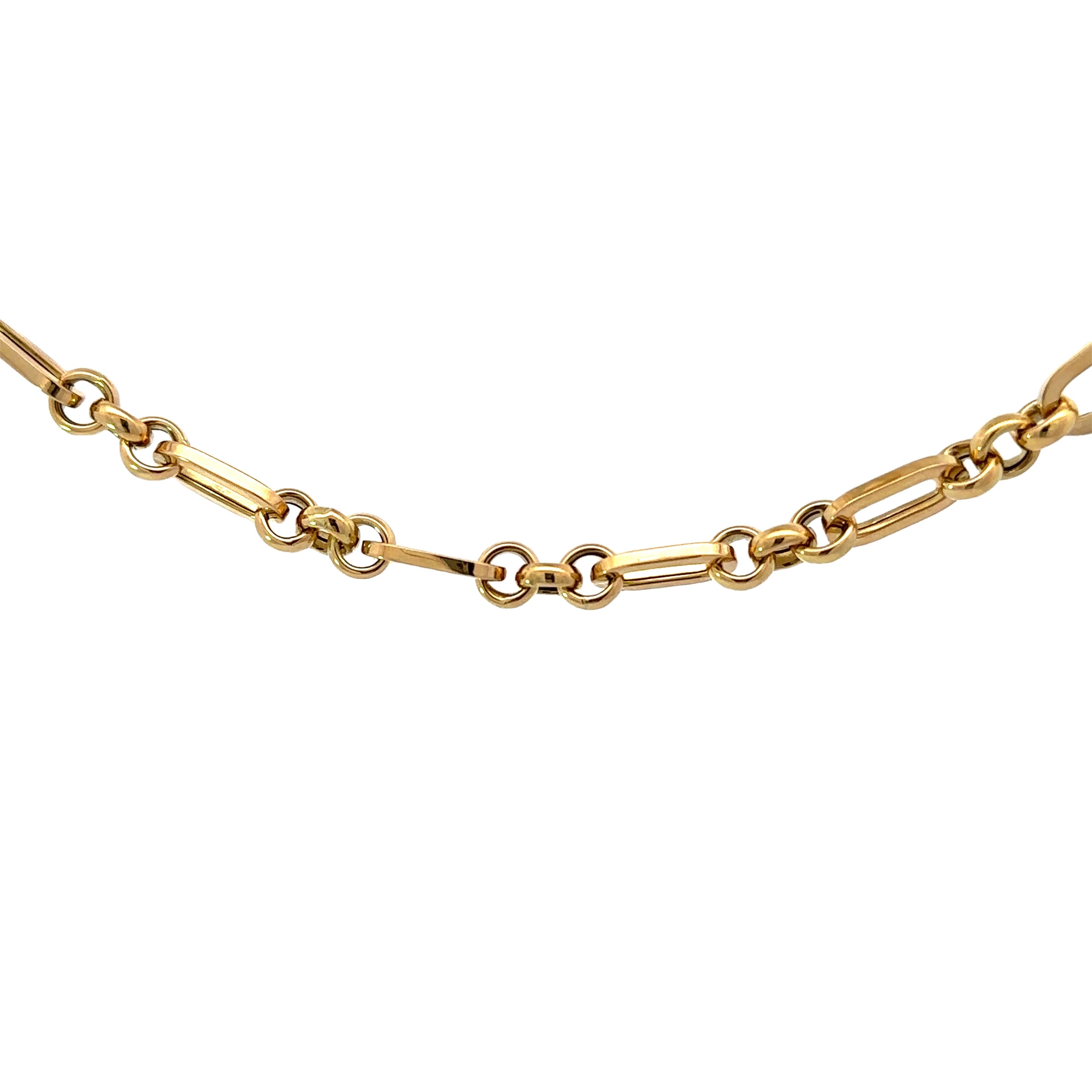 14K Yellow Gold Fancy Oval & Round Link Bracelet