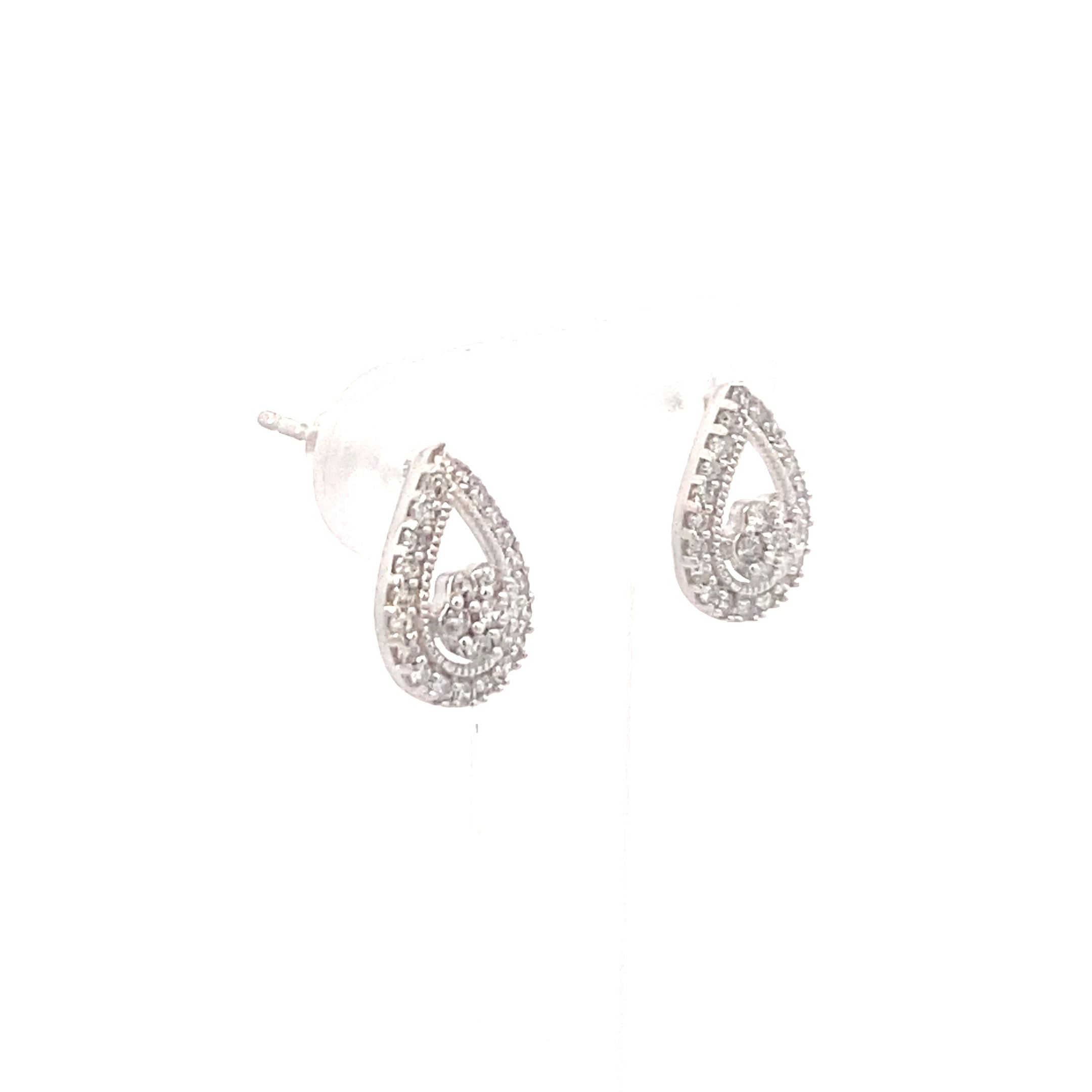 Sterling Silver 1/4CT. Pear-Shaped Teardrop Stud Earrings