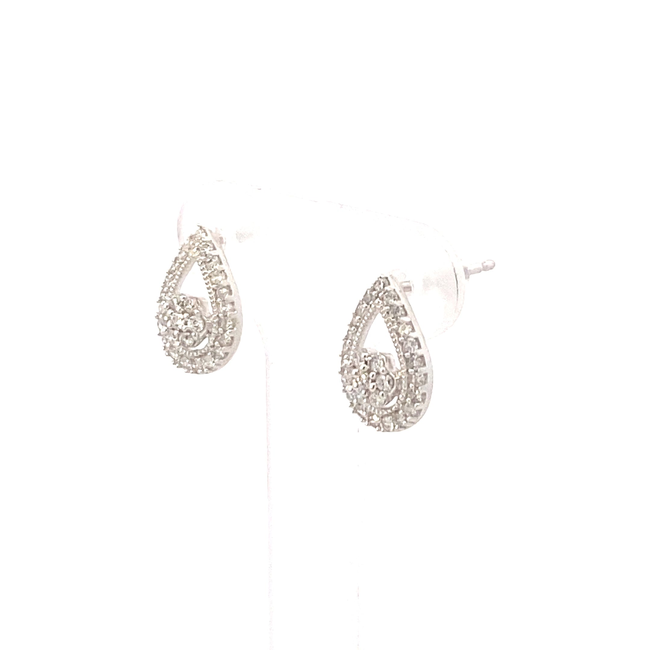 Sterling Silver 1/4CT. Pear-Shaped Teardrop Stud Earrings