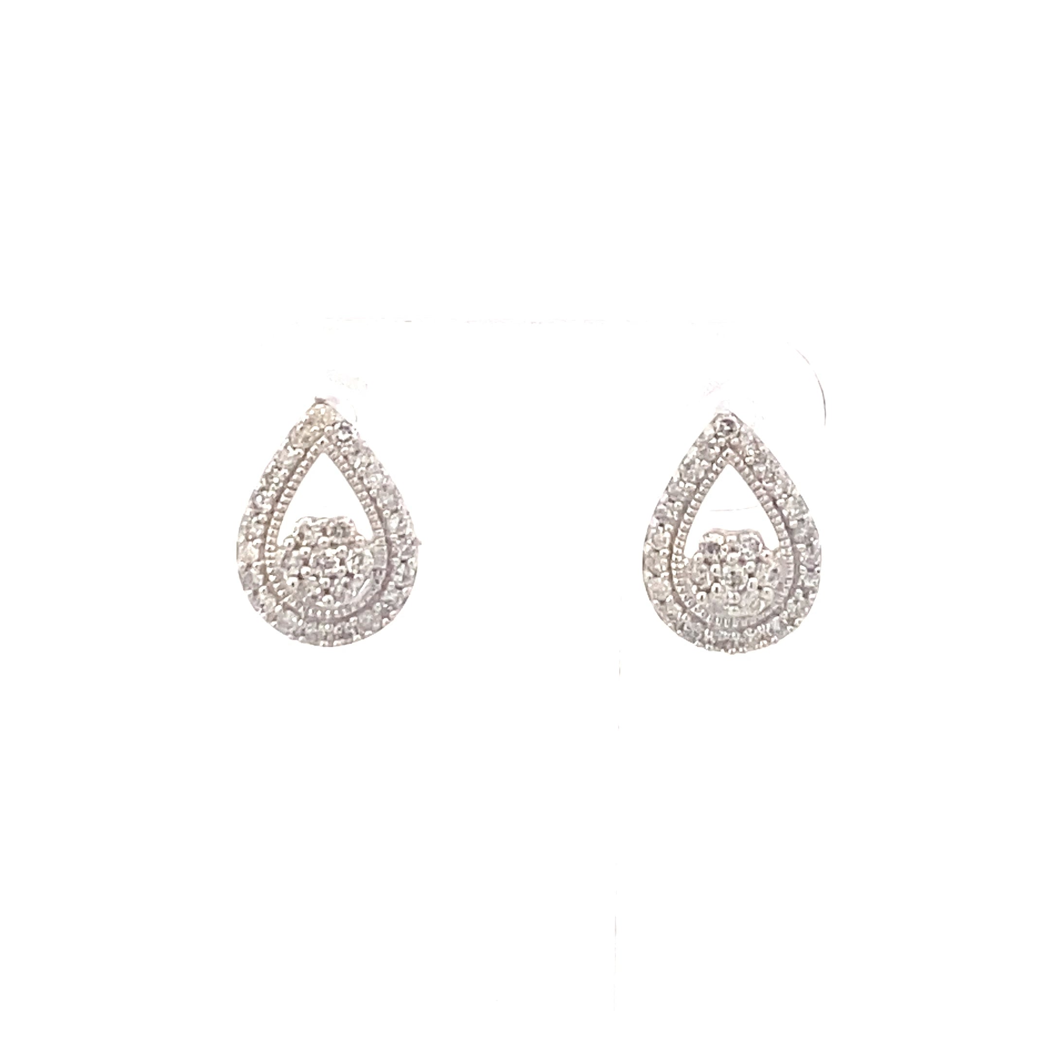 Sterling Silver 1/4CT. Pear-Shaped Teardrop Stud Earrings