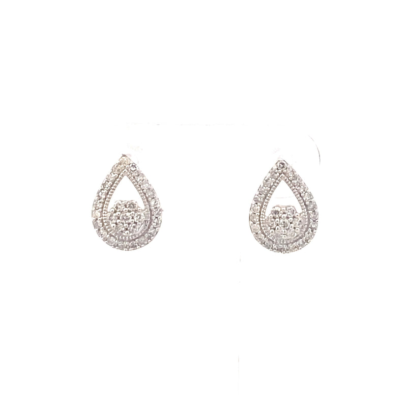 Sterling Silver 1/4CT. Pear-Shaped Teardrop Stud Earrings