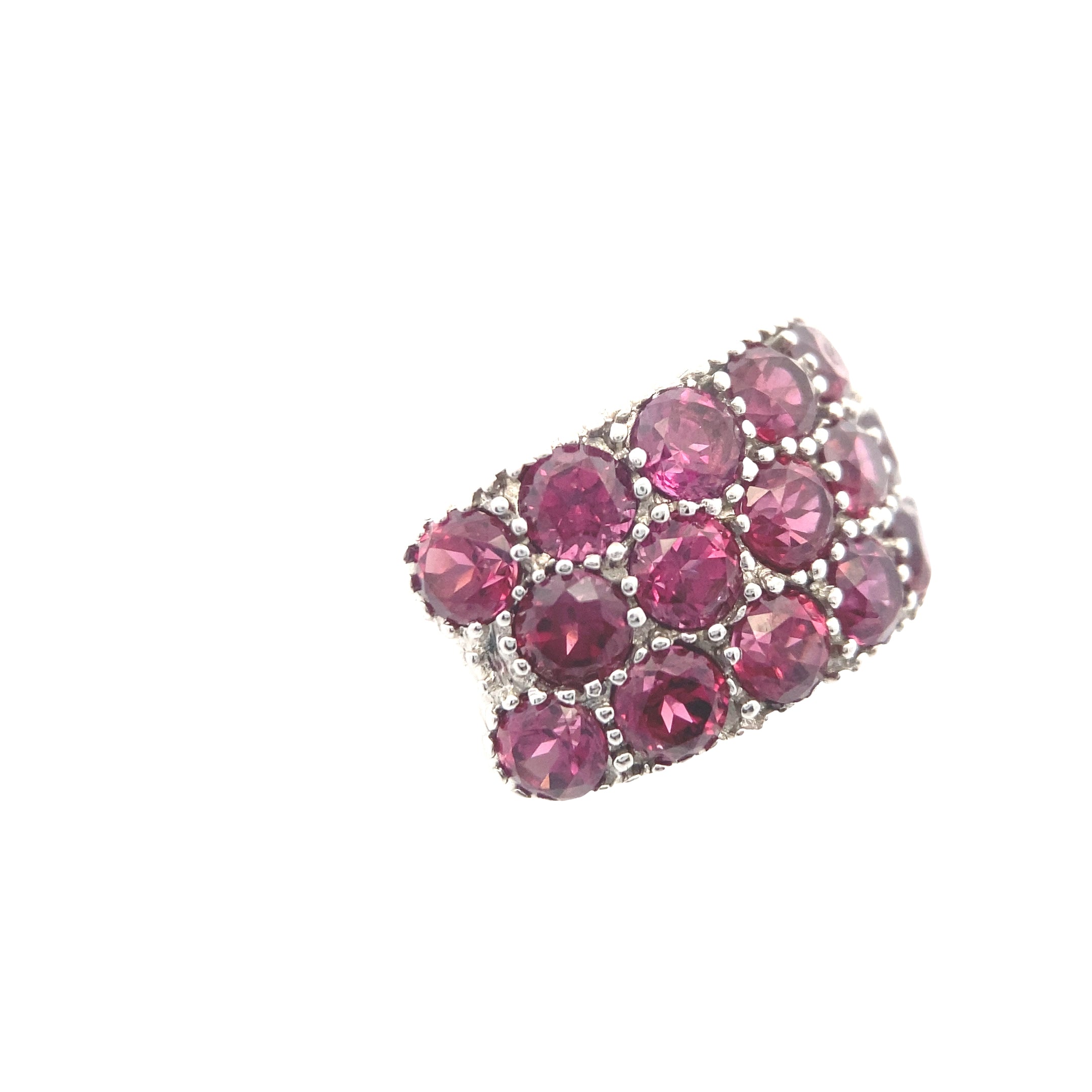 Sterling Silver Garnet Cluster Statement Ring