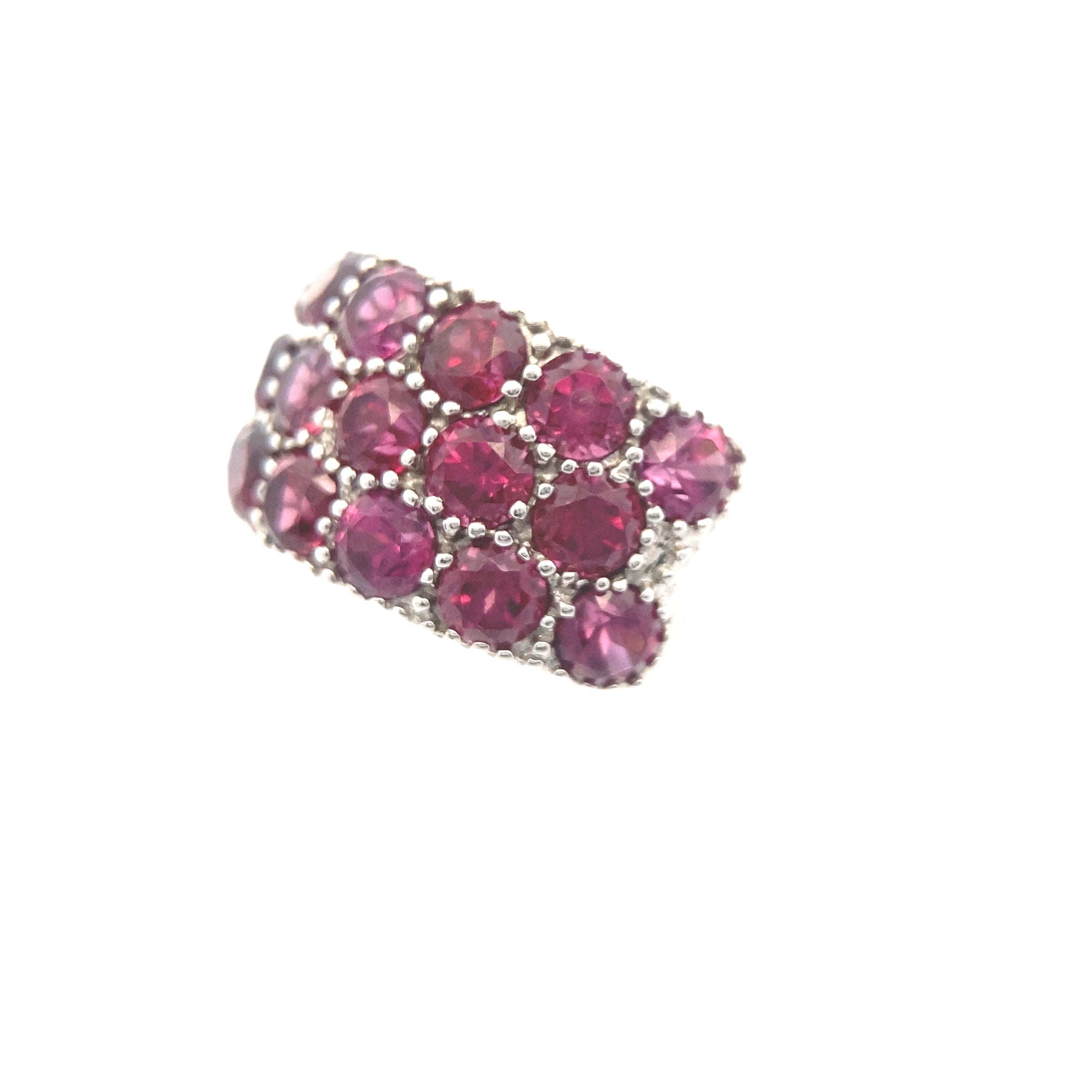 Sterling Silver Garnet Cluster Statement Ring