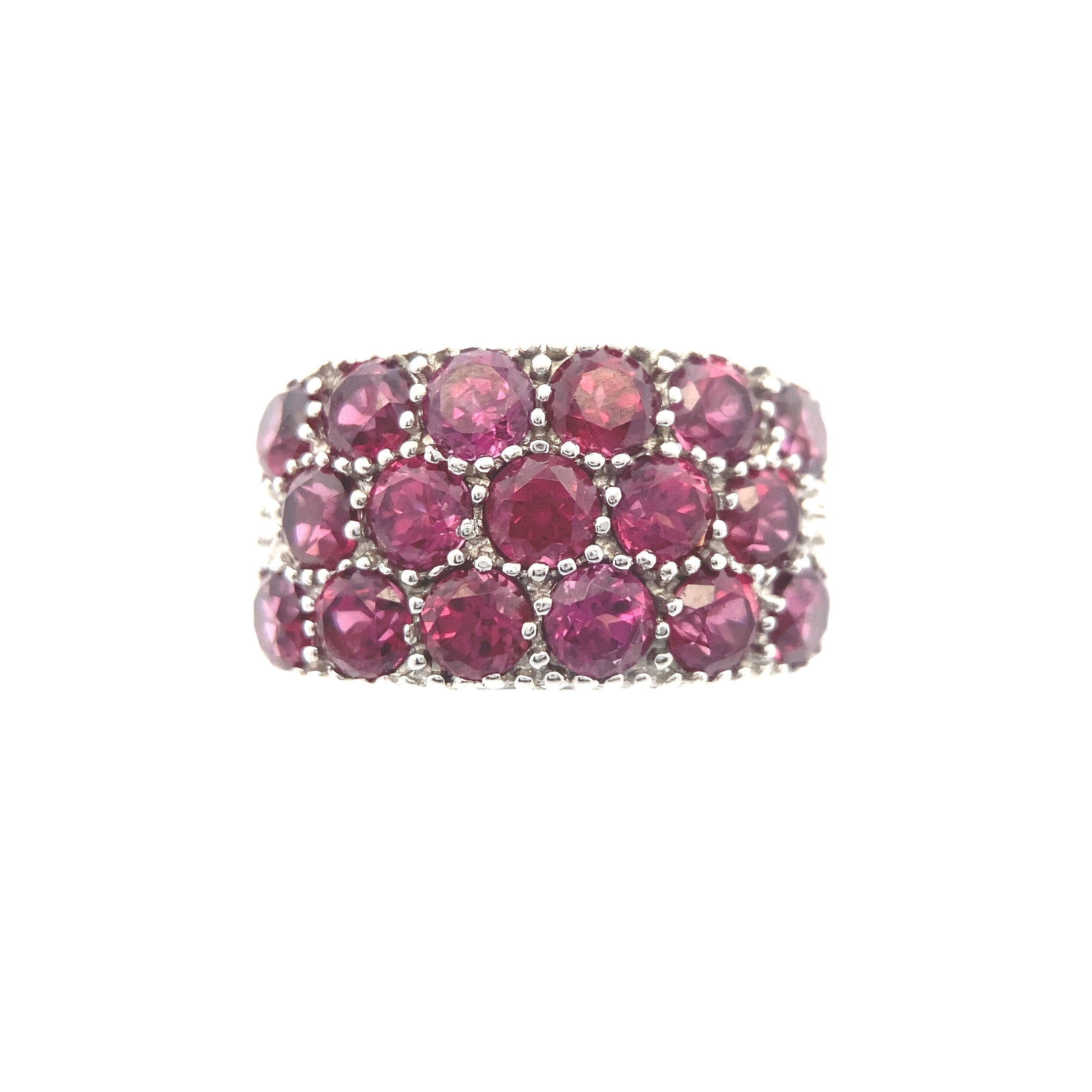 Sterling Silver Garnet Cluster Statement Ring
