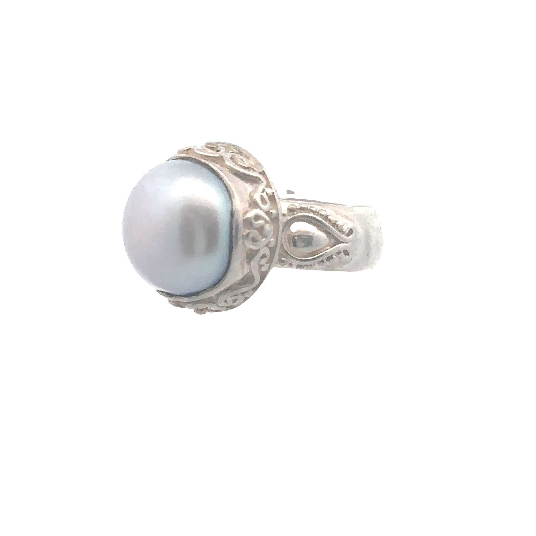 Sterling Silver Vintage-Inspired Pearl Ring