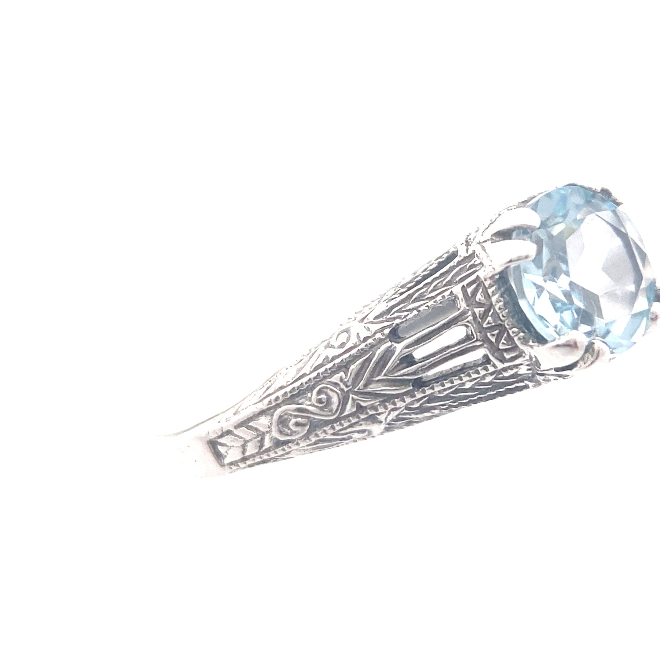 Sterling Silver Deco Sky Blue Topaz Ring